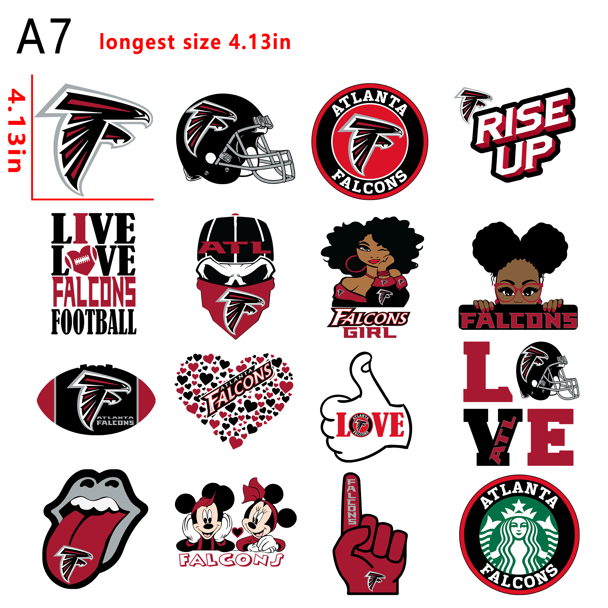 (N92) NFL Atlanta Falcons  Football team bundle DTF heat transfer vinyl for T-shirt hoodies fabrics