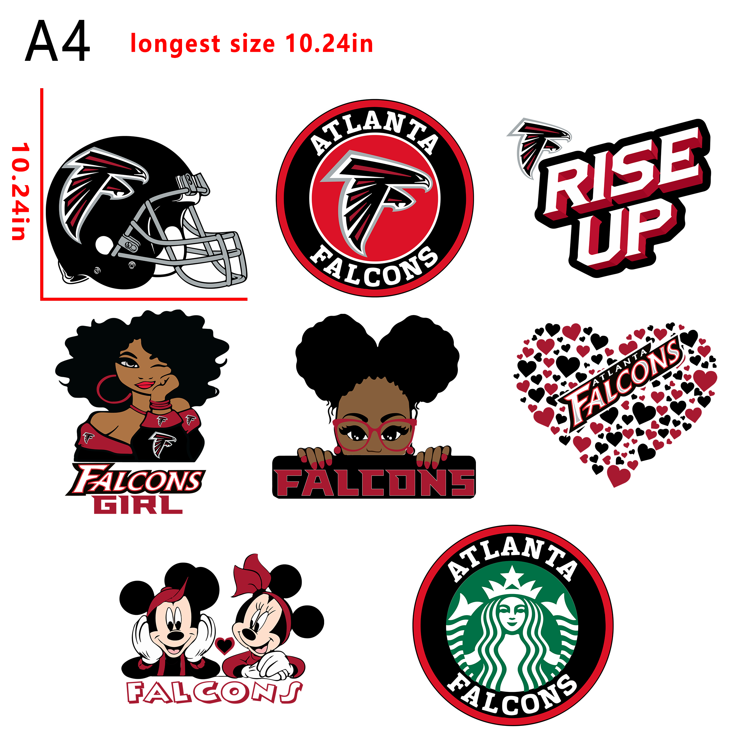 (N92) NFL Atlanta Falcons  Football team bundle DTF heat transfer vinyl for T-shirt hoodies fabrics