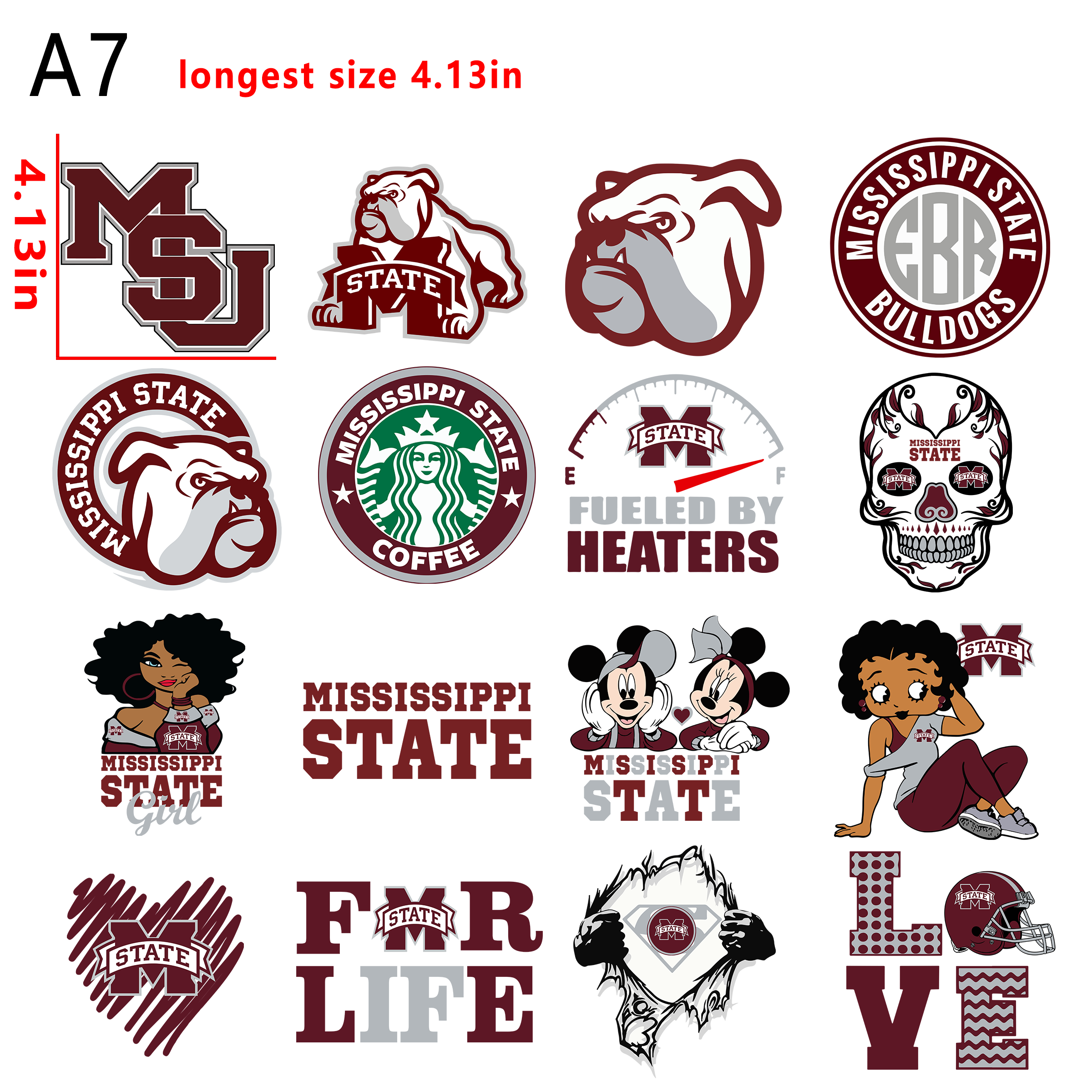 NFL  Mississippi State  Football team bundle DTF heat transfer vinyl for T-shirt hoodies fabrics
