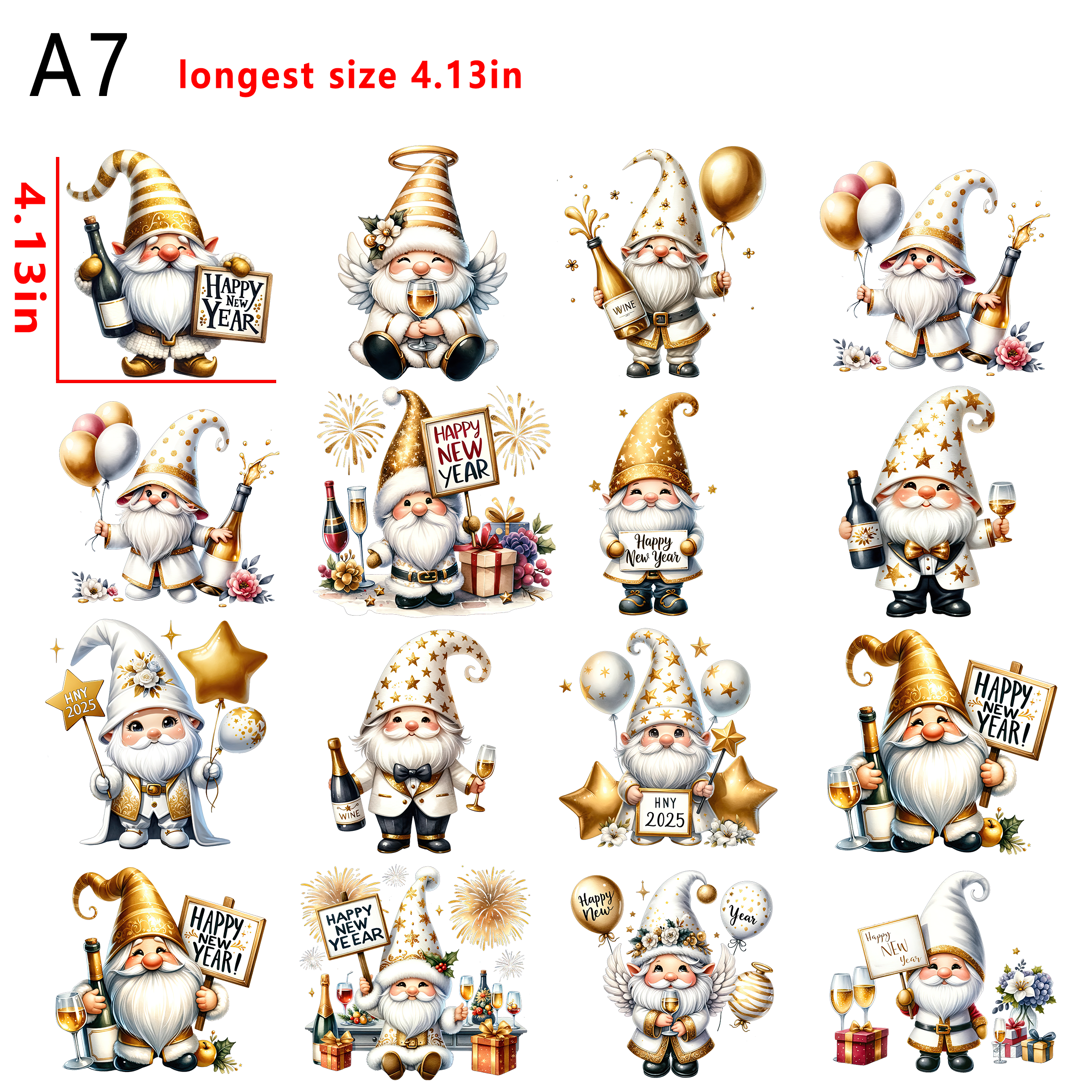 (A22) 2025 Happy New Year Ghomes  bundle DTF heat transfer vinyl for T-shirt hoodies fabrics