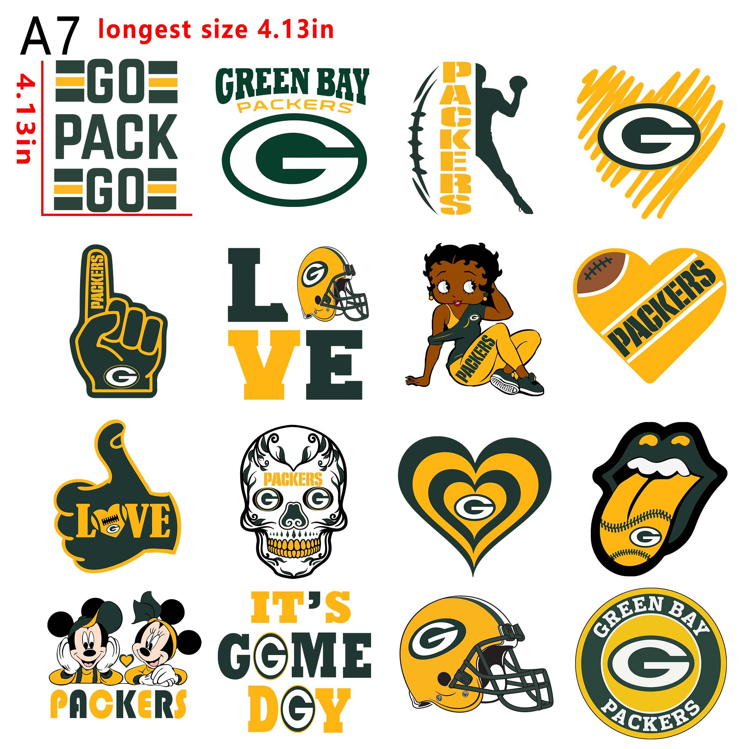 (N14) NFL Green Bay Packers  Football team bundle DTF heat transfer vinyl for T-shirt hoodies fabrics