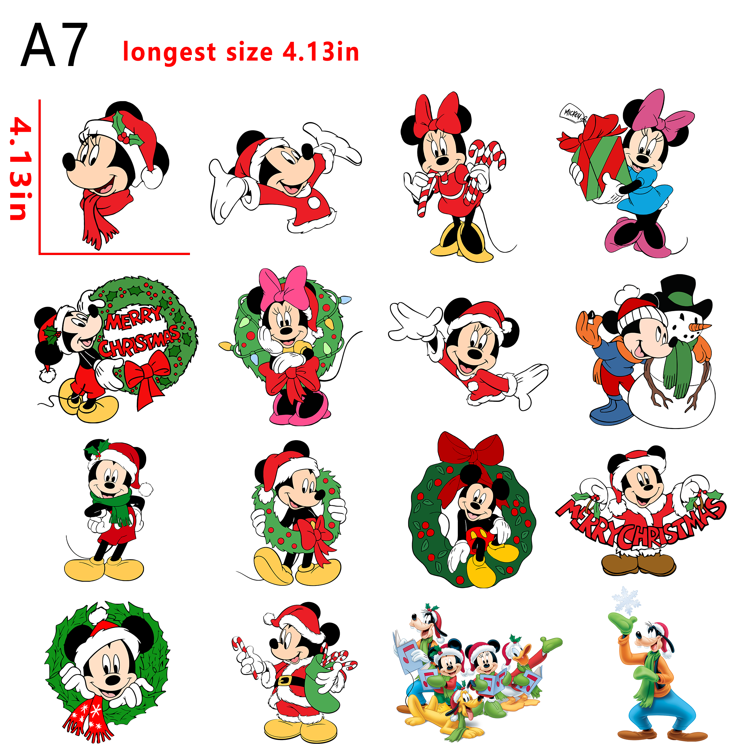 (A25) Micky & Minnie Christmas  bundle DTF heat transfer vinyl for T-shirt hoodies fabrics