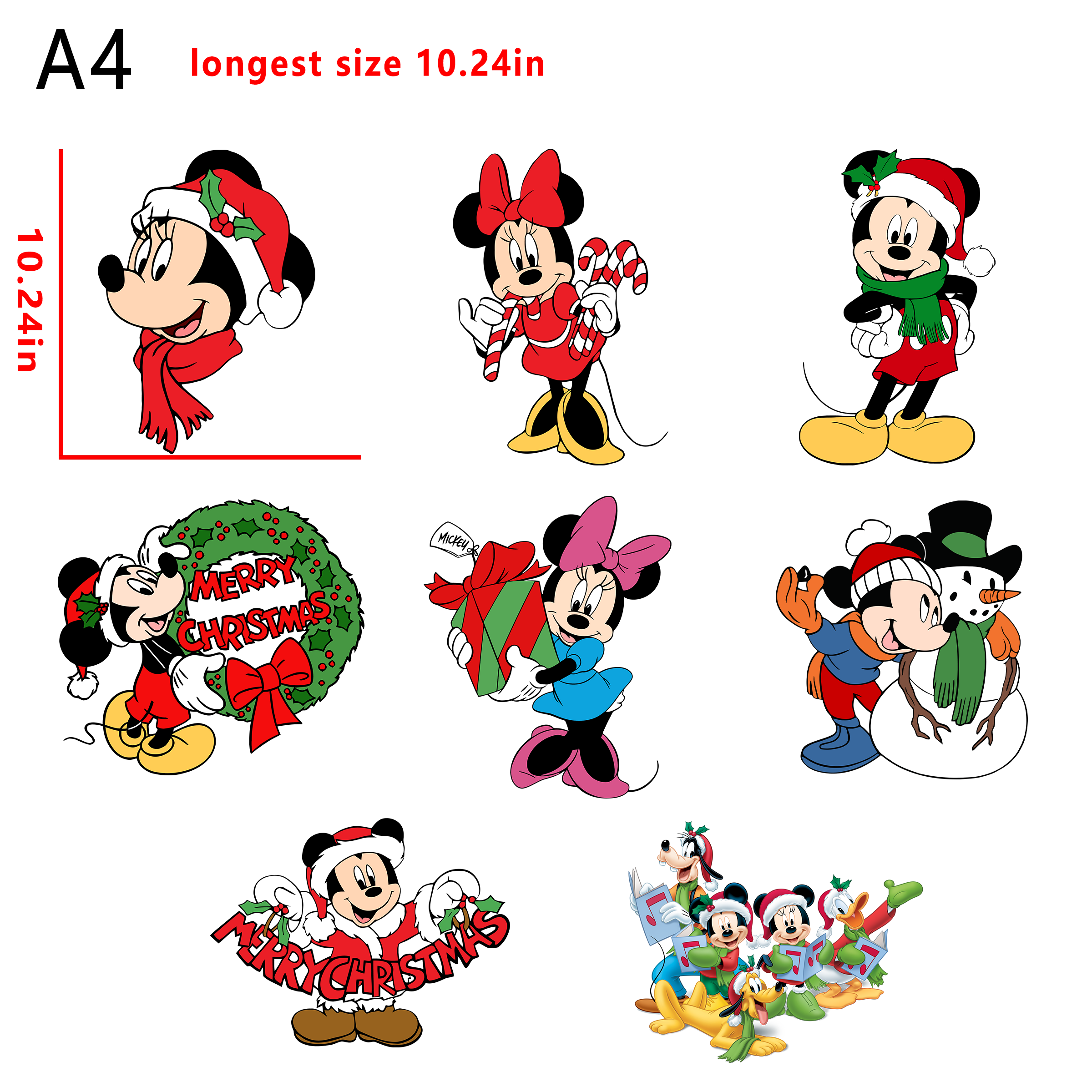 (A25) Micky & Minnie Christmas  bundle DTF heat transfer vinyl for T-shirt hoodies fabrics