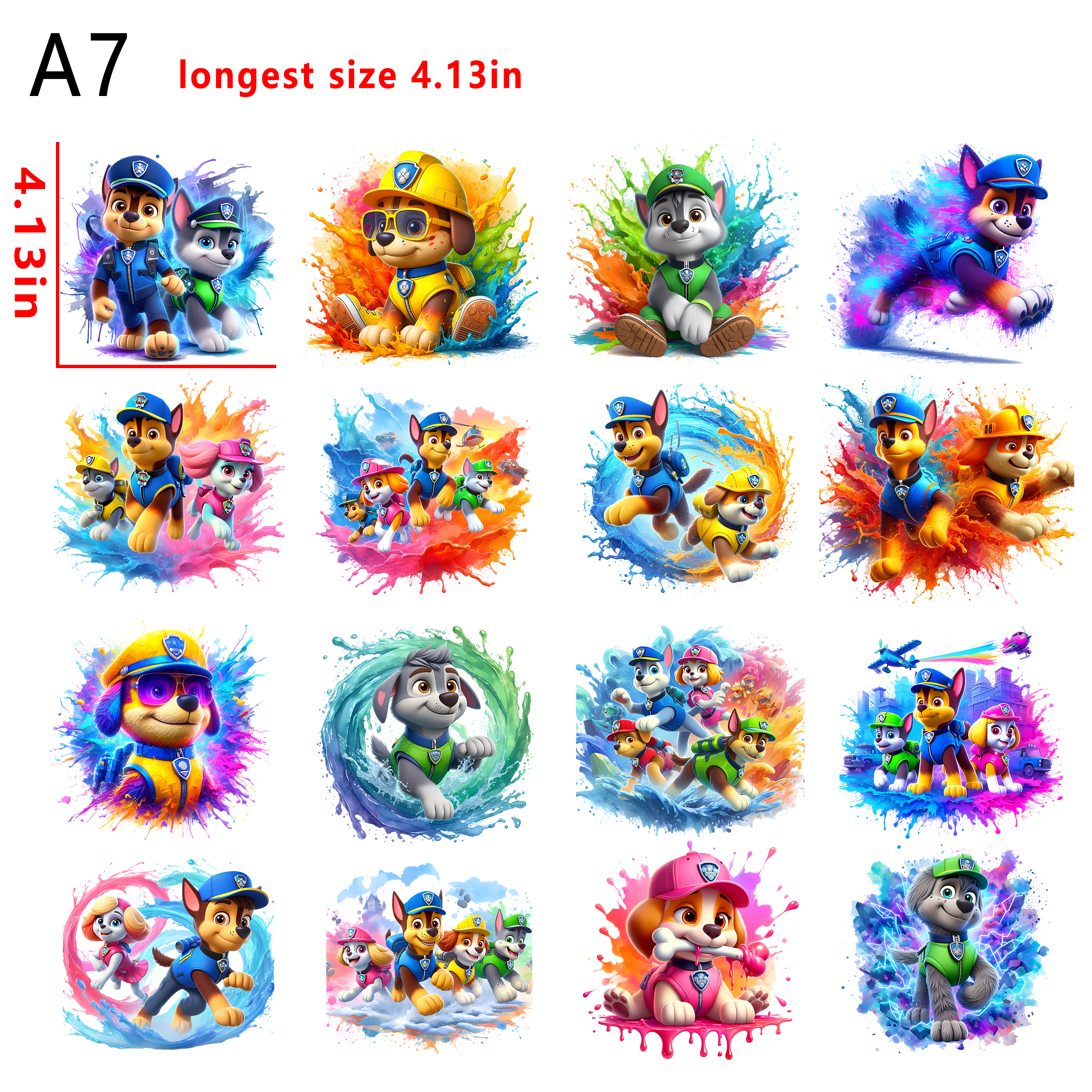 (N60) paw patrol cartoon kid size bundle DTF heat transfer vinyl for T-shirt hoodies fabrics