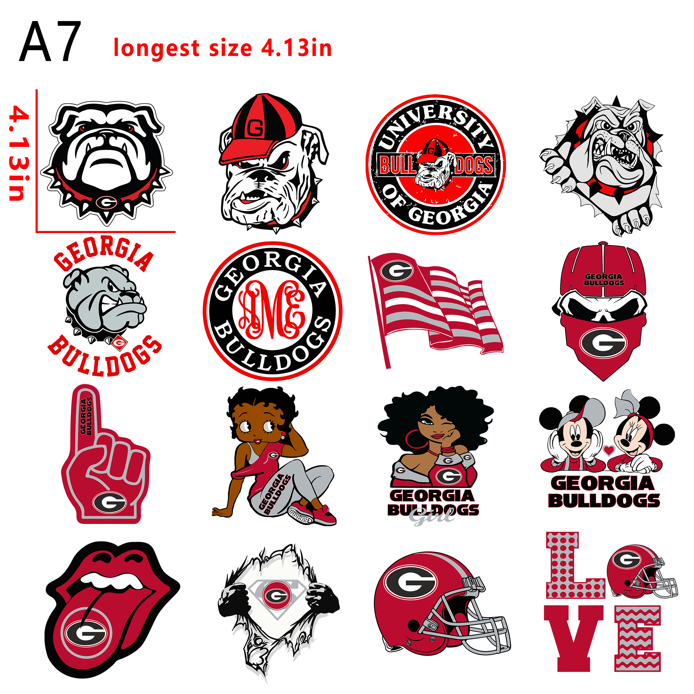 (N70) NFL Georgia Bulldogs Football team bundle DTF heat transfer vinyl for T-shirt hoodies fabrics
