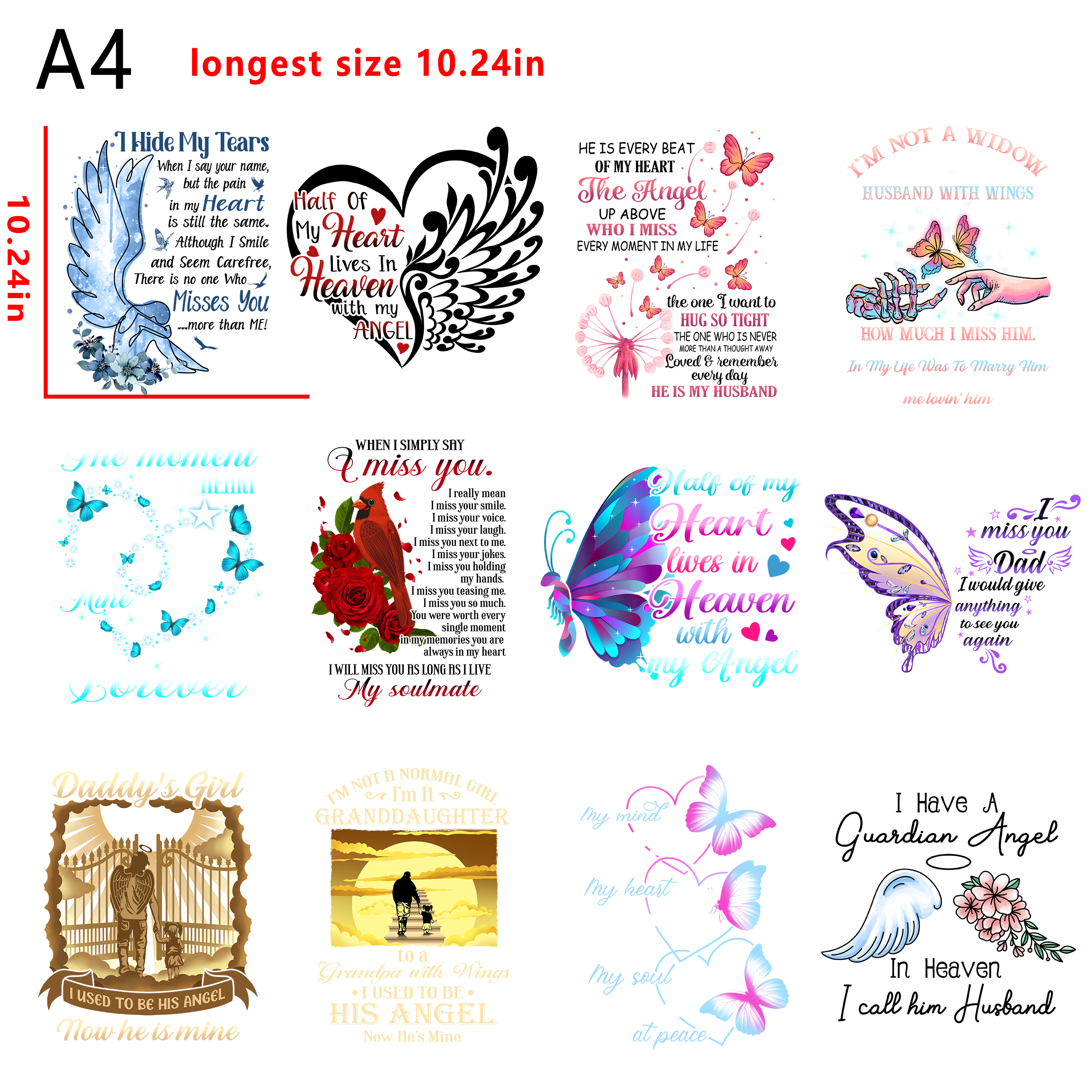 Memorial family  quotes  bundle DTF heat transfer vinyl  for t shirt hoodies
