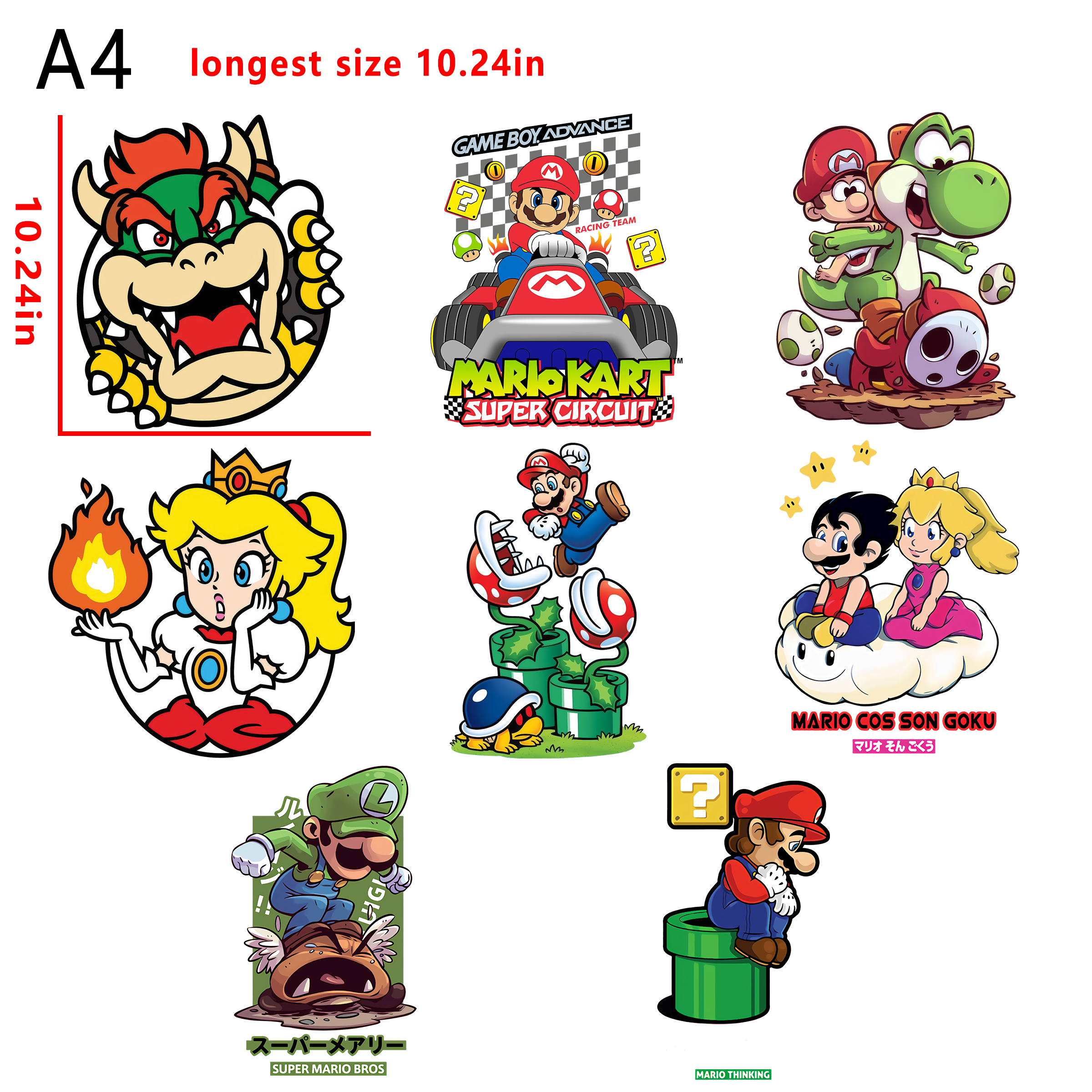 Super Mario game  bundle DTF heat transfer vinyl for T-shirt hoodies fabrics