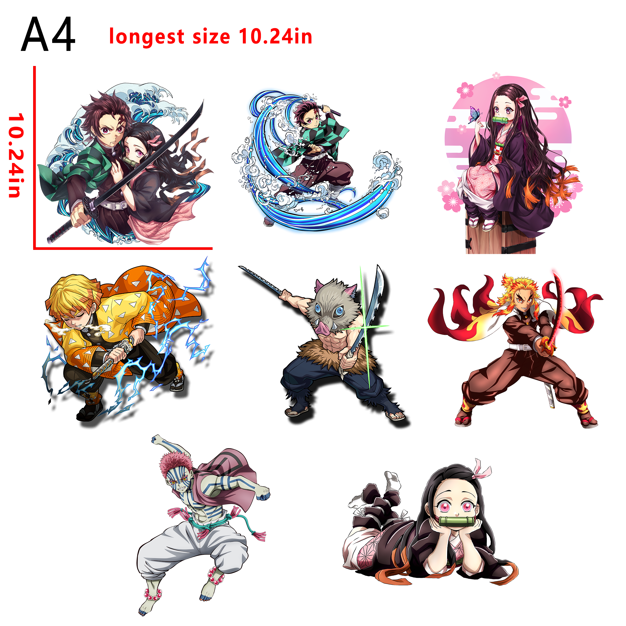 Demon slayer Anime bundle DTF heat transfer vinyl  for t shirt hoodies