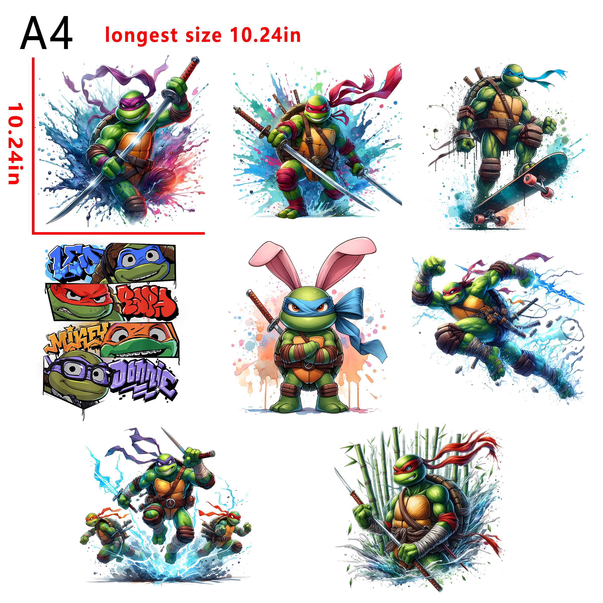 Teenage Mutant Ninja Turtles movie bundle DTF heat transfer vinyl for T-shirt hoodies fabrics