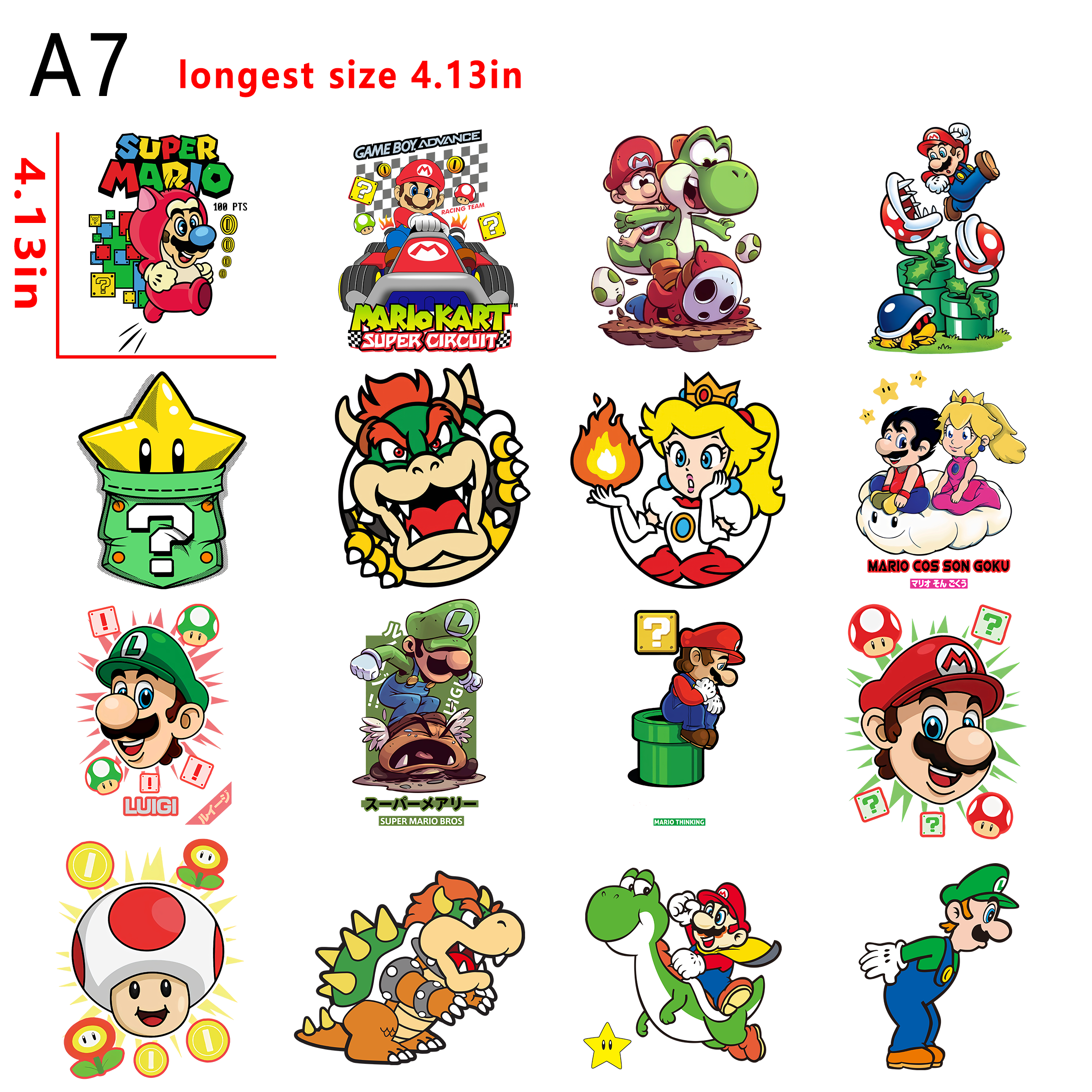 Super Mario game  bundle DTF heat transfer vinyl for T-shirt hoodies fabrics