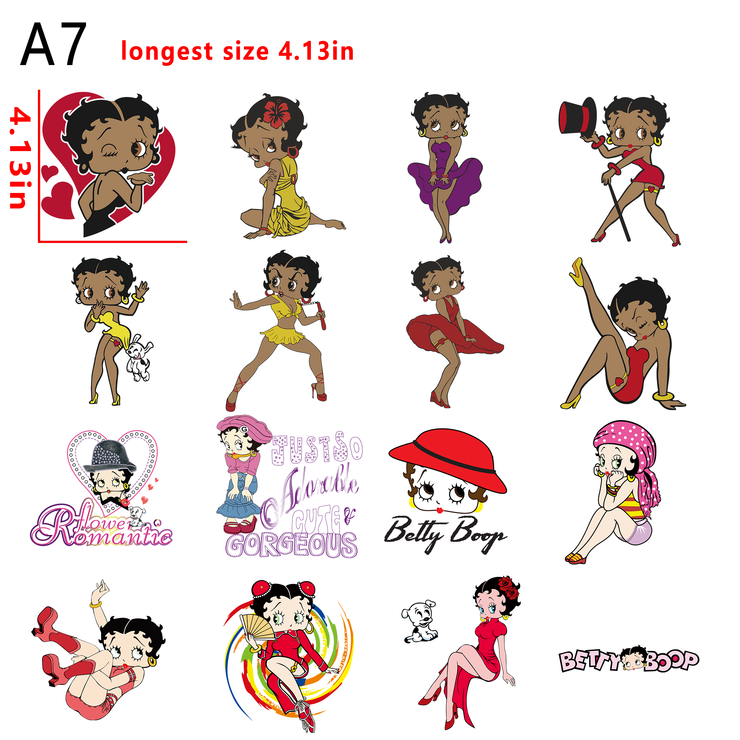 Betty Boop bundle DTF heat transfer vinyl for T-shirt hoodies fabrics