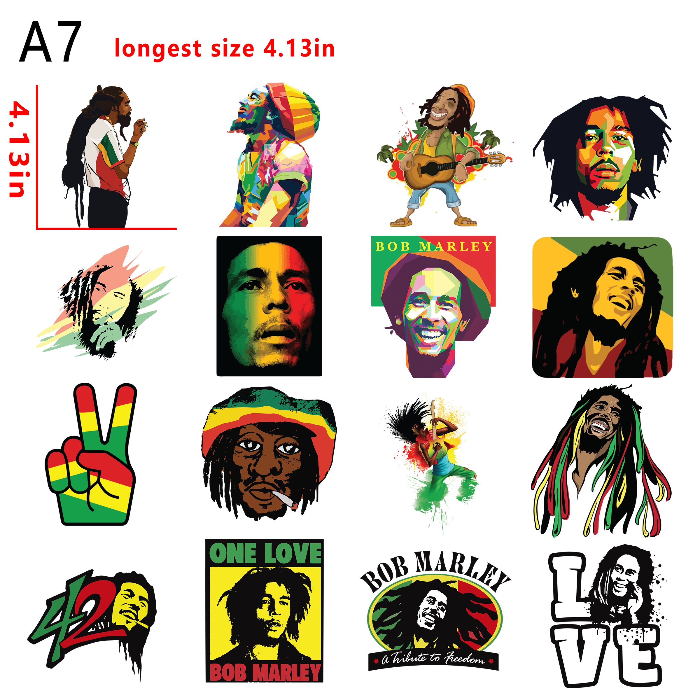 Bob Marley  bundle DTF heat transfer vinyl for T-shirt hoodies fabrics