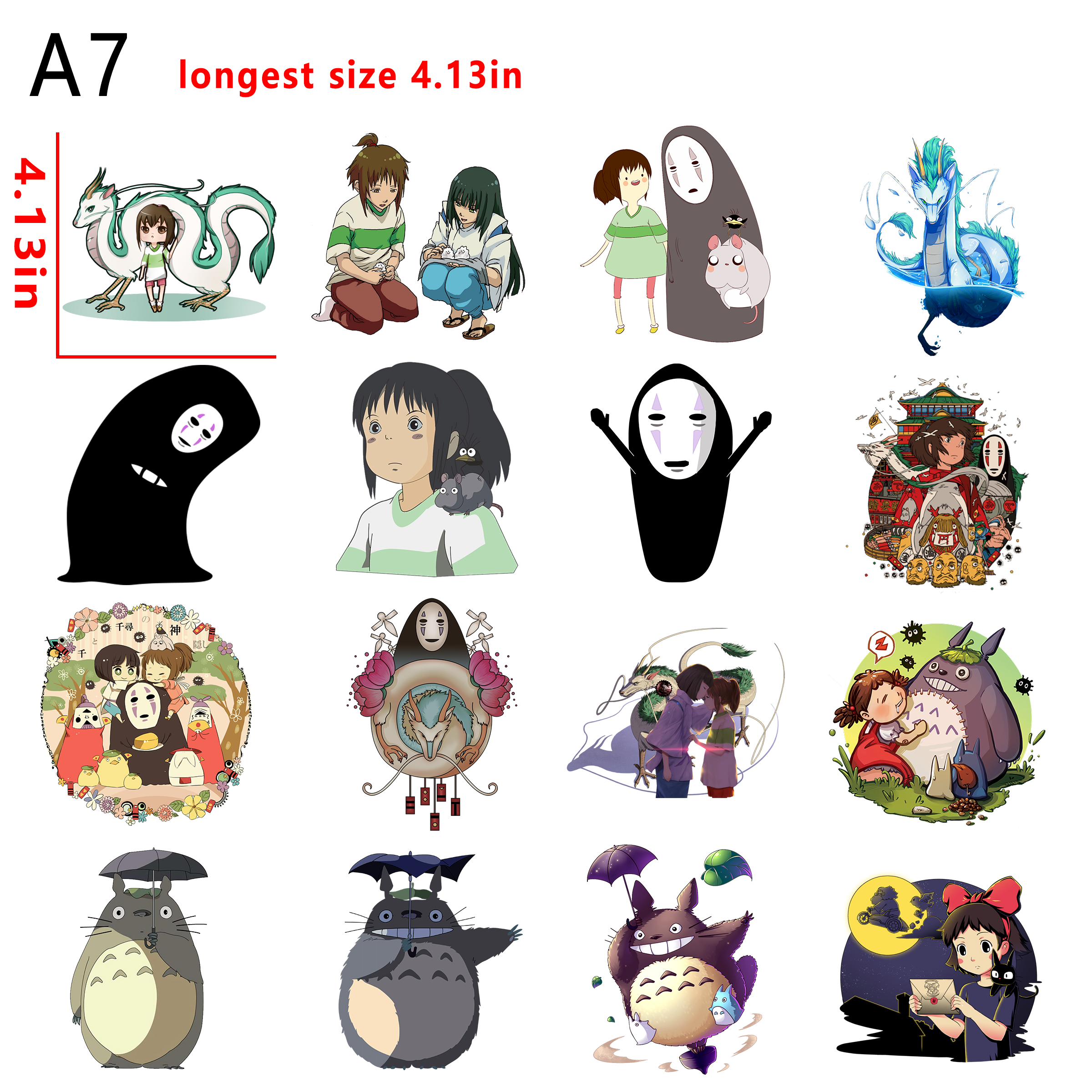 Ghibli Studio  Totoro  Spirited away Anime bundle DTF heat transfer vinyl  for t shirt hoodies