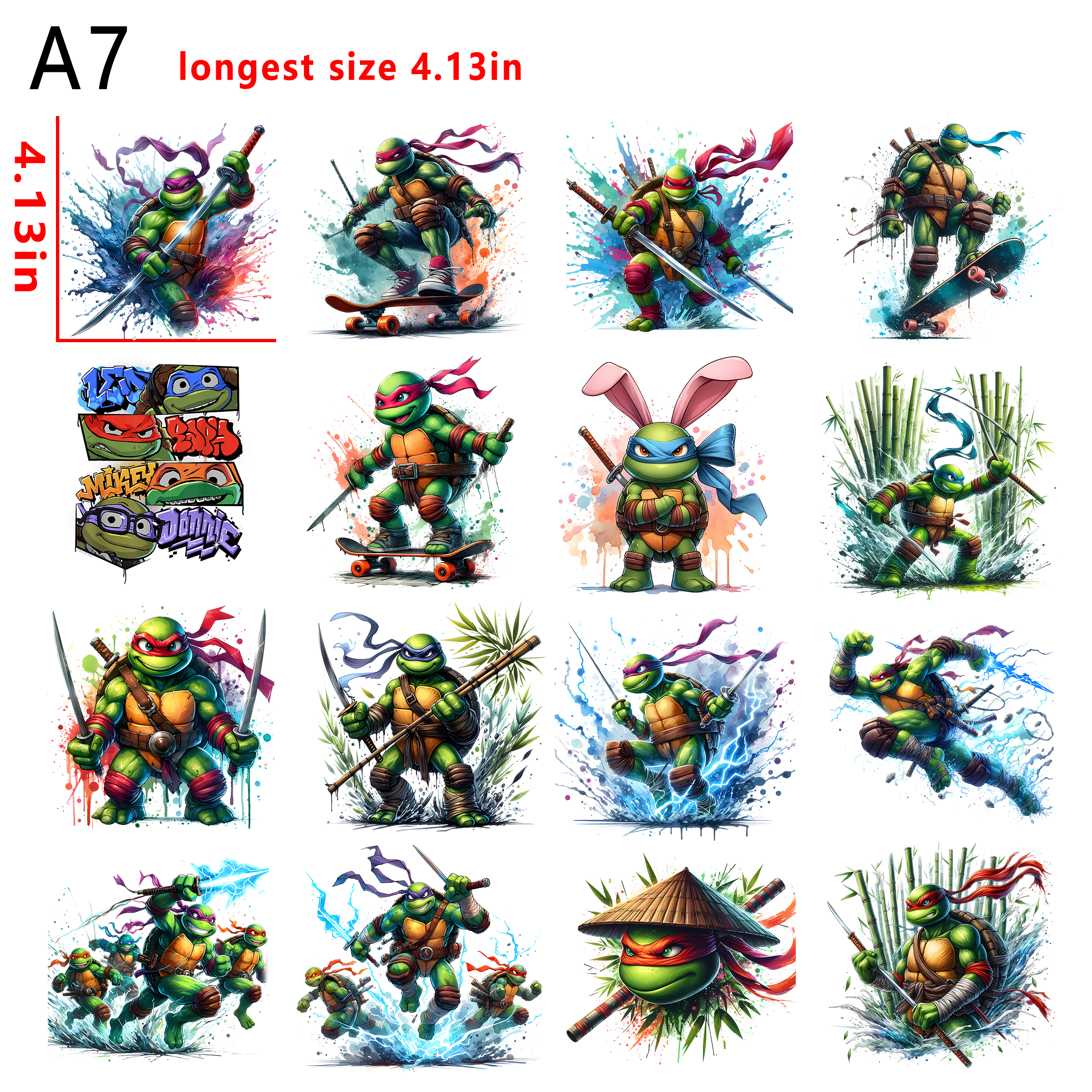 Teenage Mutant Ninja Turtles movie bundle DTF heat transfer vinyl for T-shirt hoodies fabrics