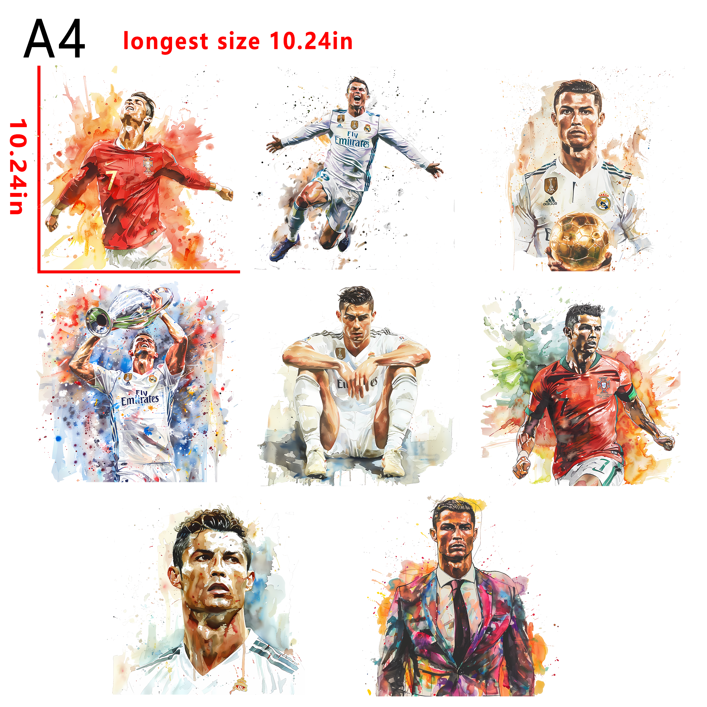 Cristiano Ronaldo Soccer  bundle DTF heat transfer vinyl for T-shirt hoodies fabrics