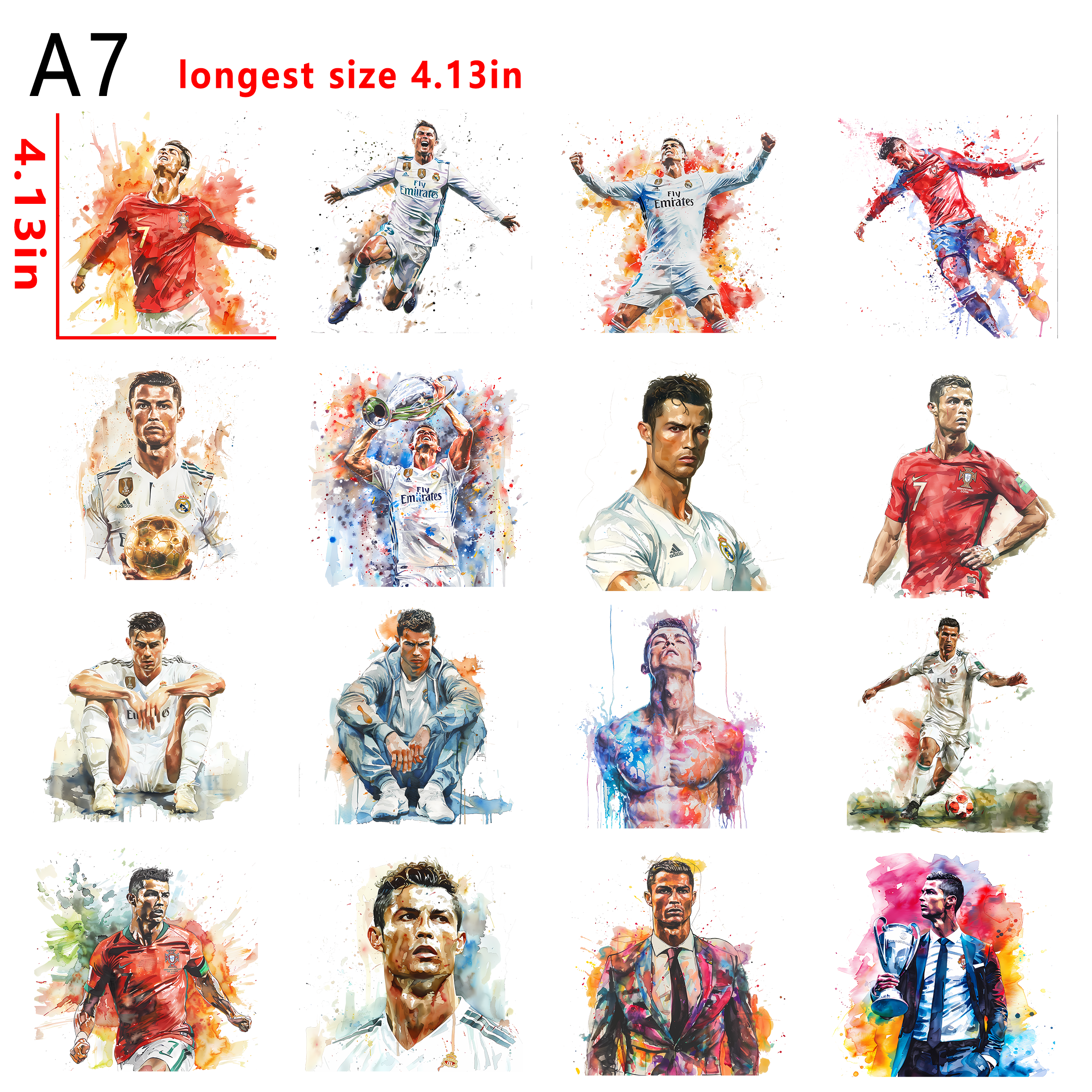 Cristiano Ronaldo Soccer  bundle DTF heat transfer vinyl for T-shirt hoodies fabrics