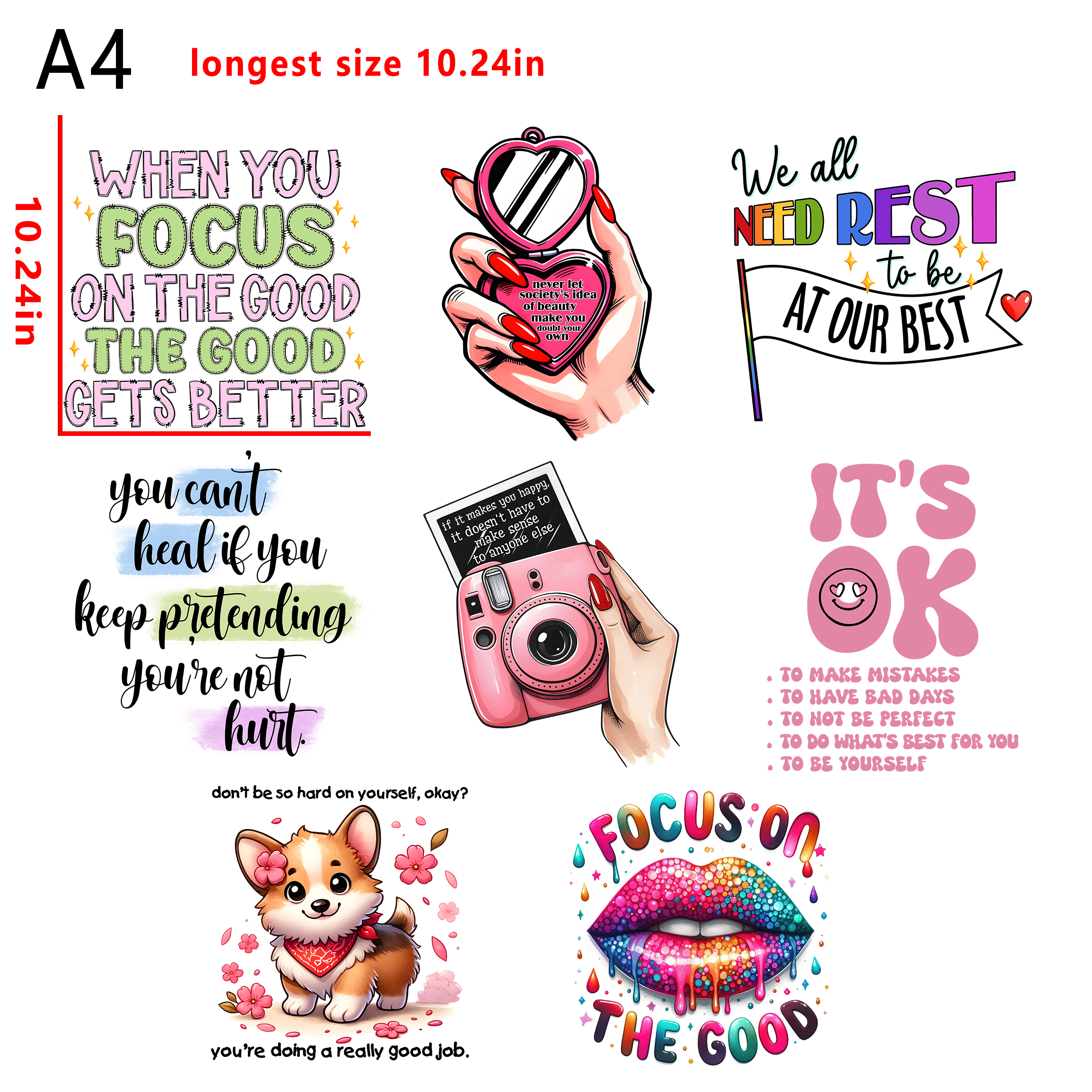 Inspirational quotes motivation bundle DTF heat transfer vinyl  for t shirt hoodies