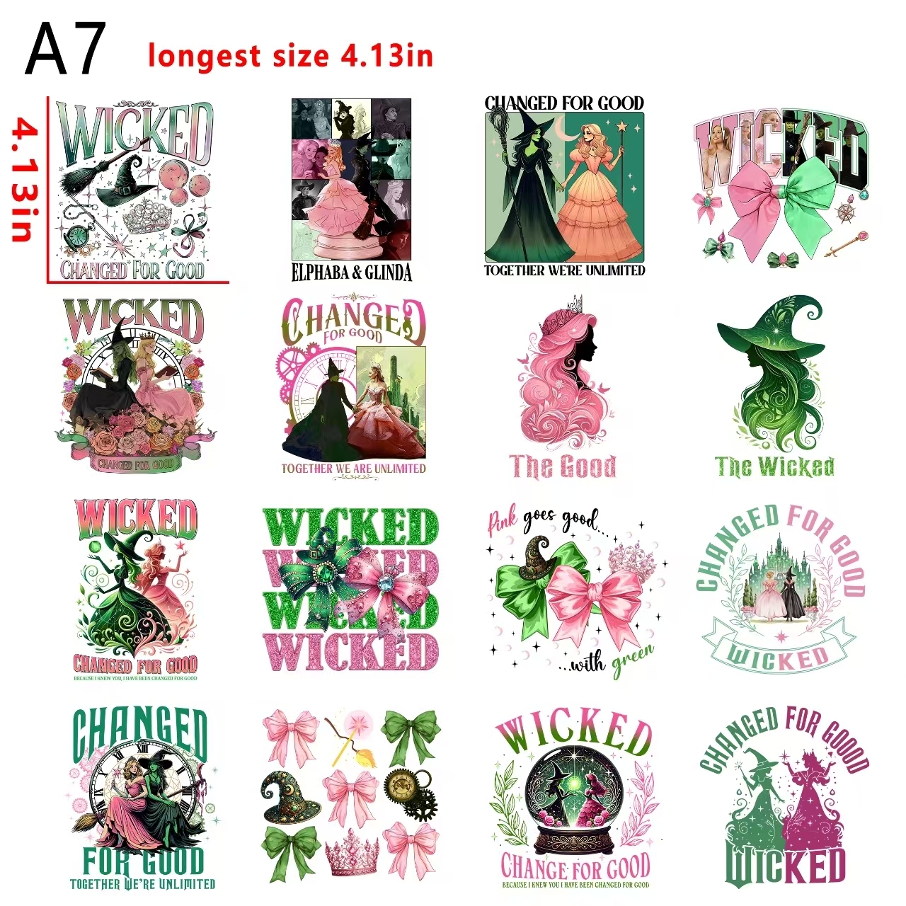 Wicked movie bundle DTF heat transfer vinyl for T-shirt hoodies fabrics