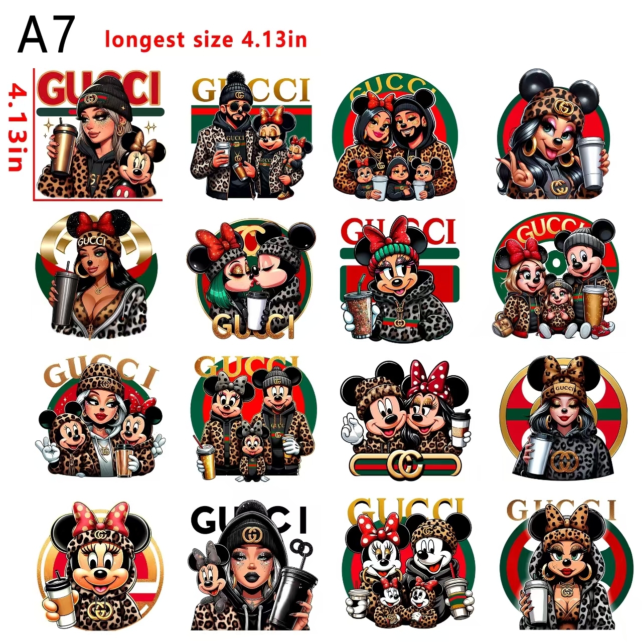 GUCCI girl micky&minnie bundle DTF heat transfer vinyl for T-shirt hoodies fabrics