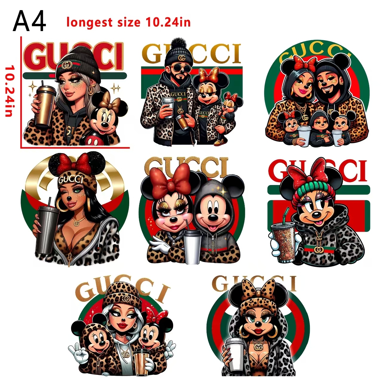 GUCCI girl micky&minnie bundle DTF heat transfer vinyl for T-shirt hoodies fabrics