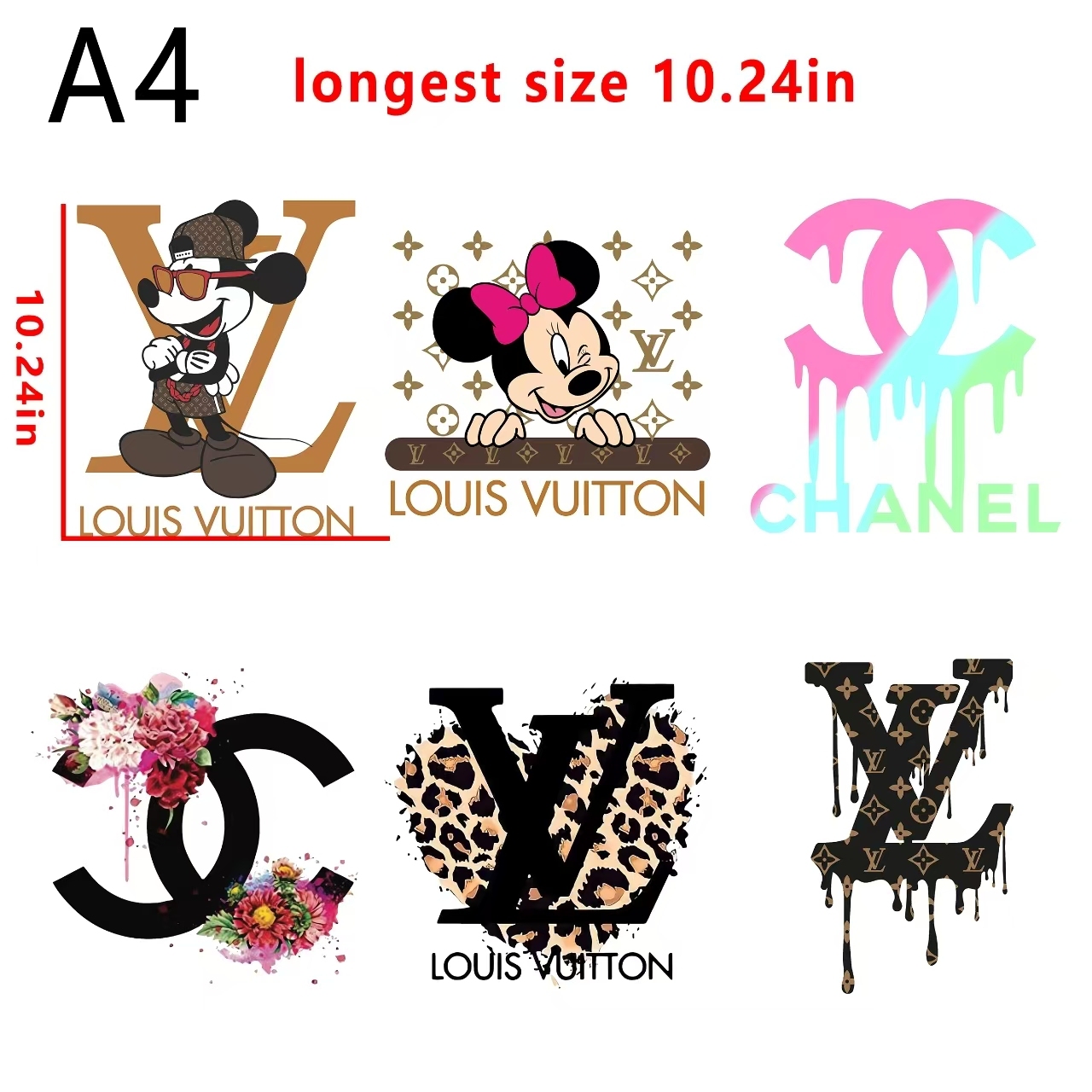 6 PCS LV&CC  bundle DTF heat transfer vinyl for T-shirt hoodies fabrics