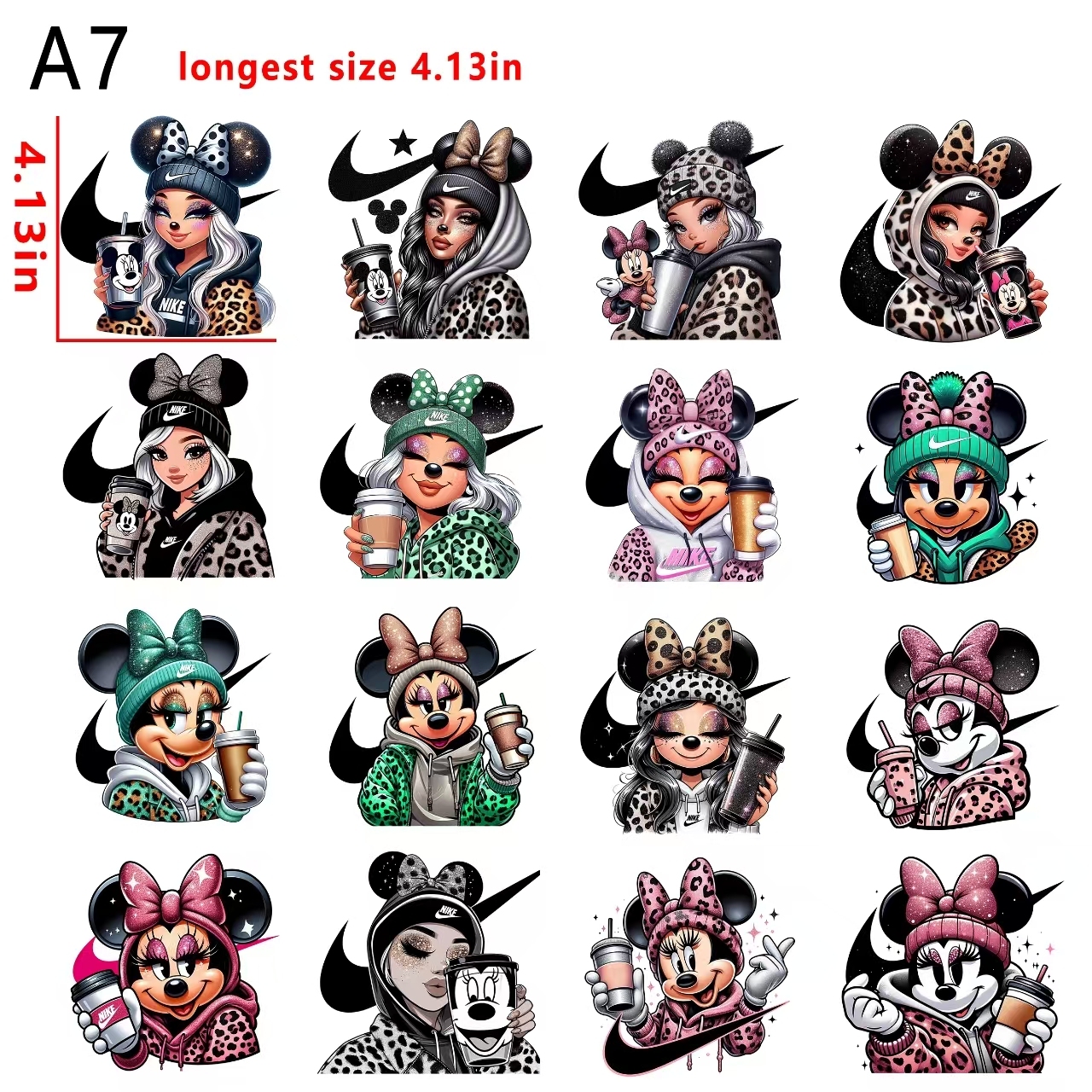 NIKE girl micky&minnie bundle DTF heat transfer vinyl for T-shirt hoodies fabrics
