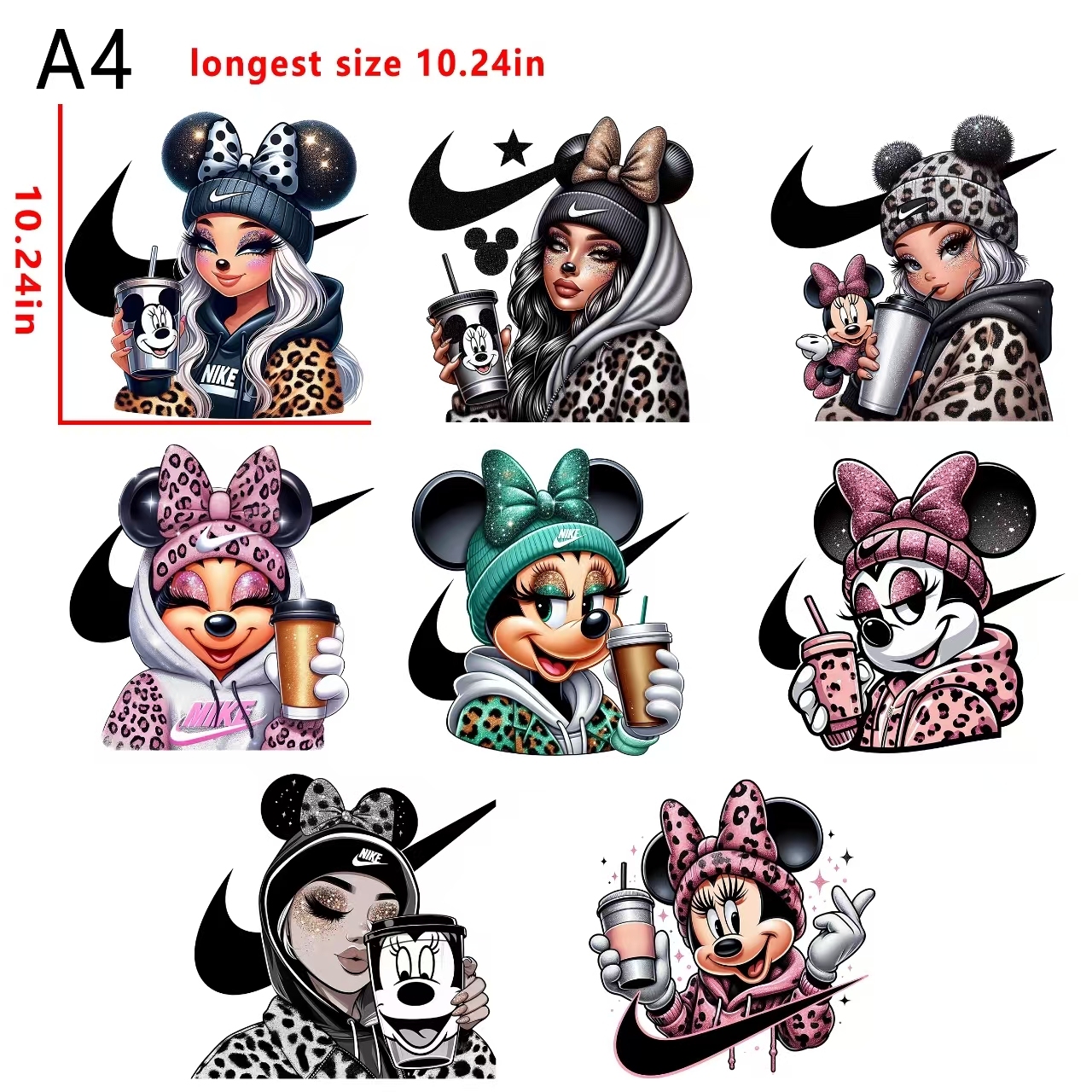 NIKE girl micky&minnie bundle DTF heat transfer vinyl for T-shirt hoodies fabrics