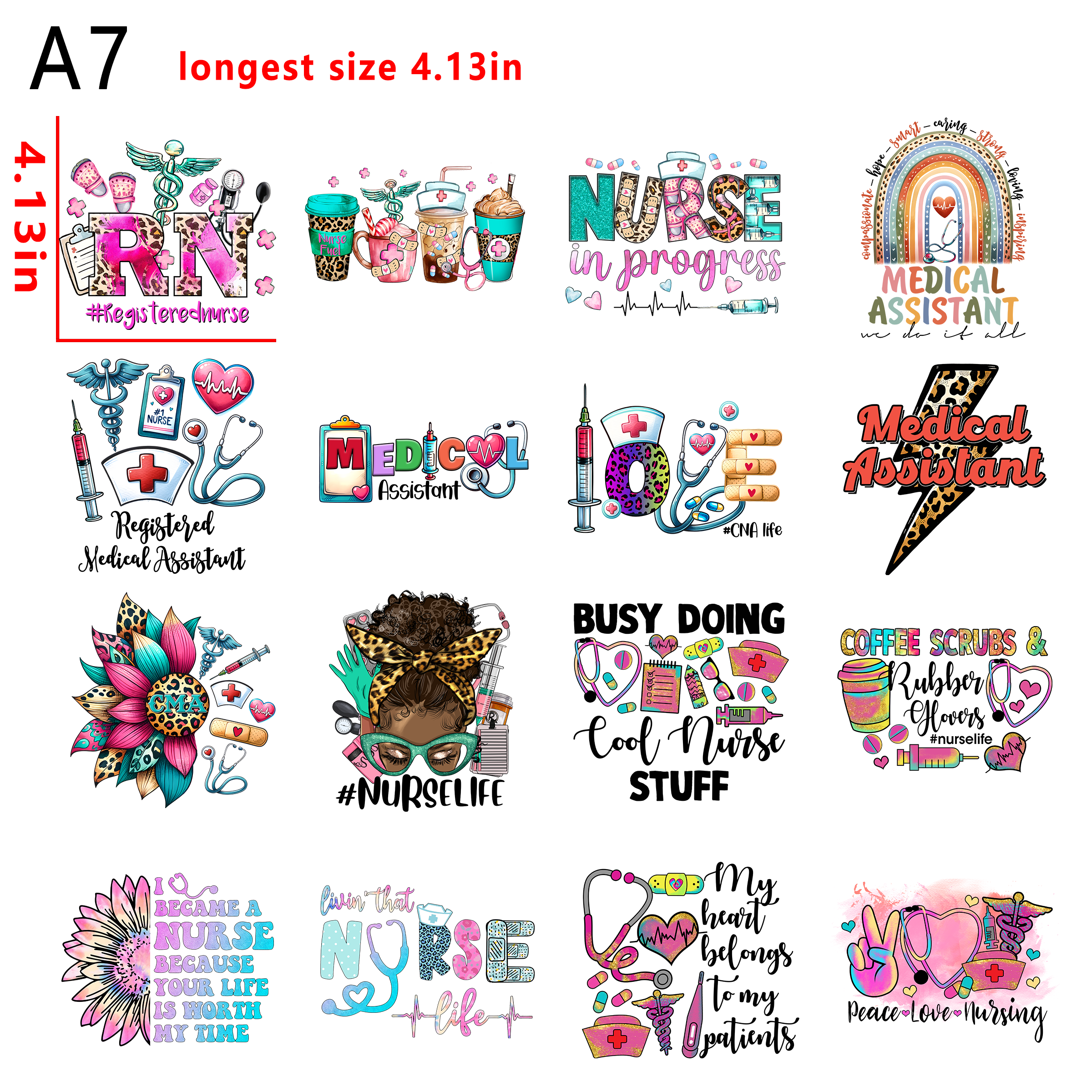 (D45) Nurse bundle DTF heat transfer vinyl for T-shirt hoodies fabrics