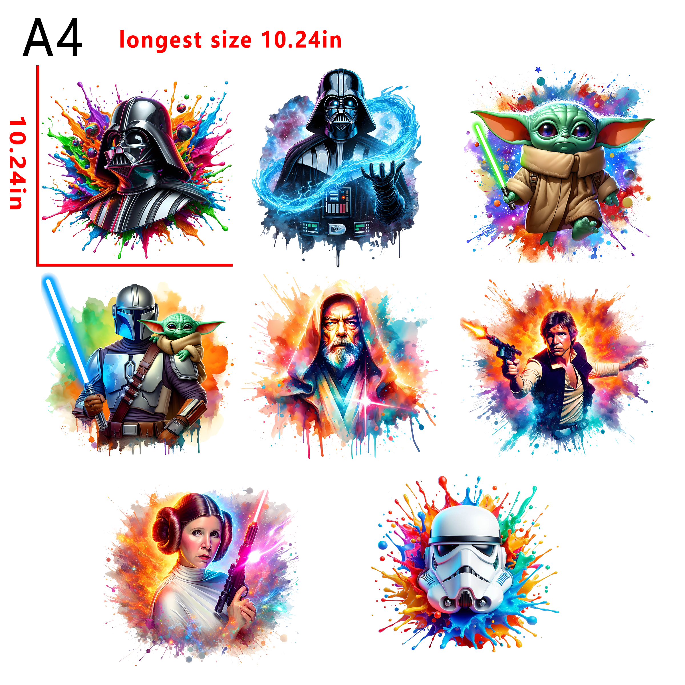 (N65) Star War bundle DTF heat transfer vinyl for T-shirt hoodies fabrics