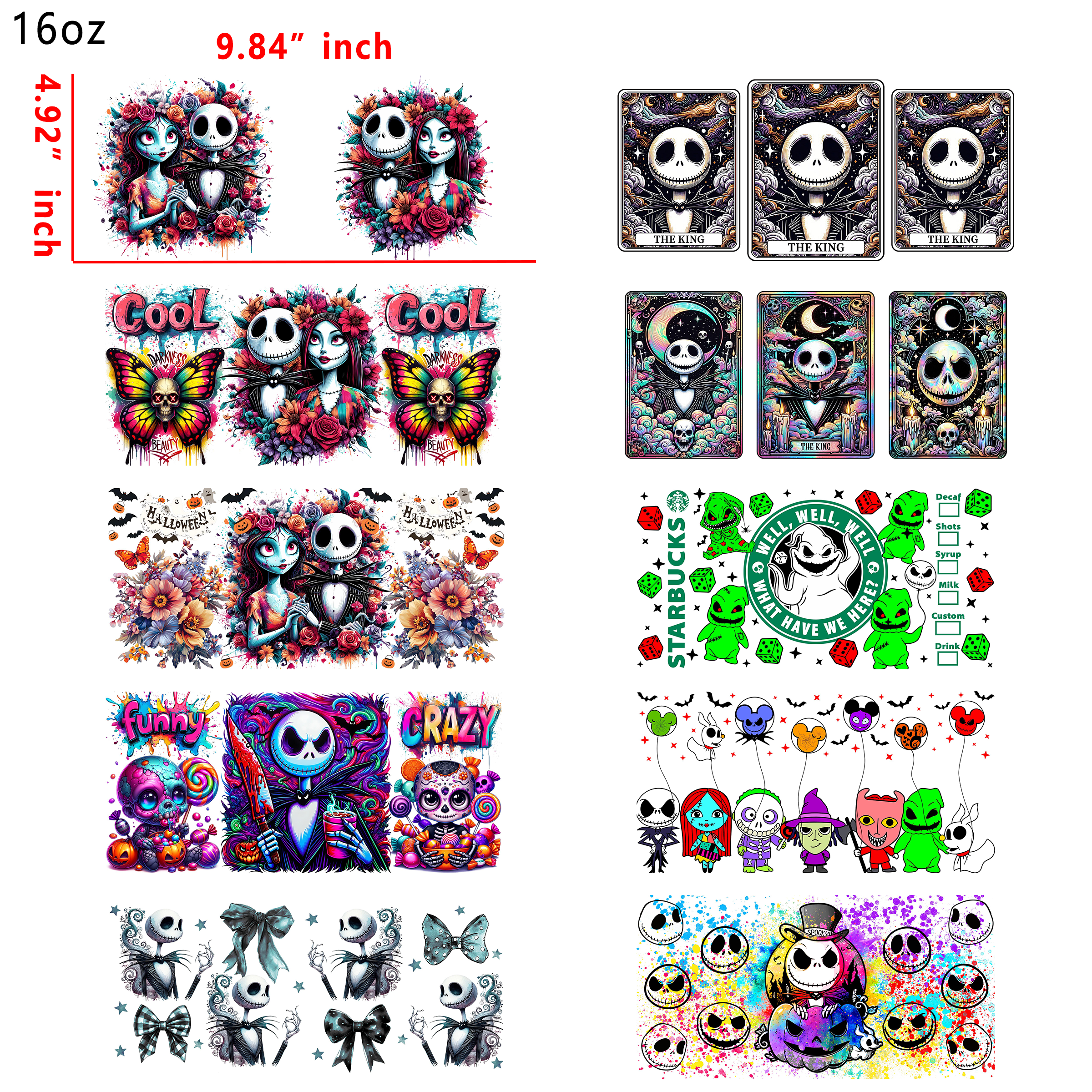 20 PCS NBC Movies Horror UV DTF Cup wraps 16OZ tumbler water proof