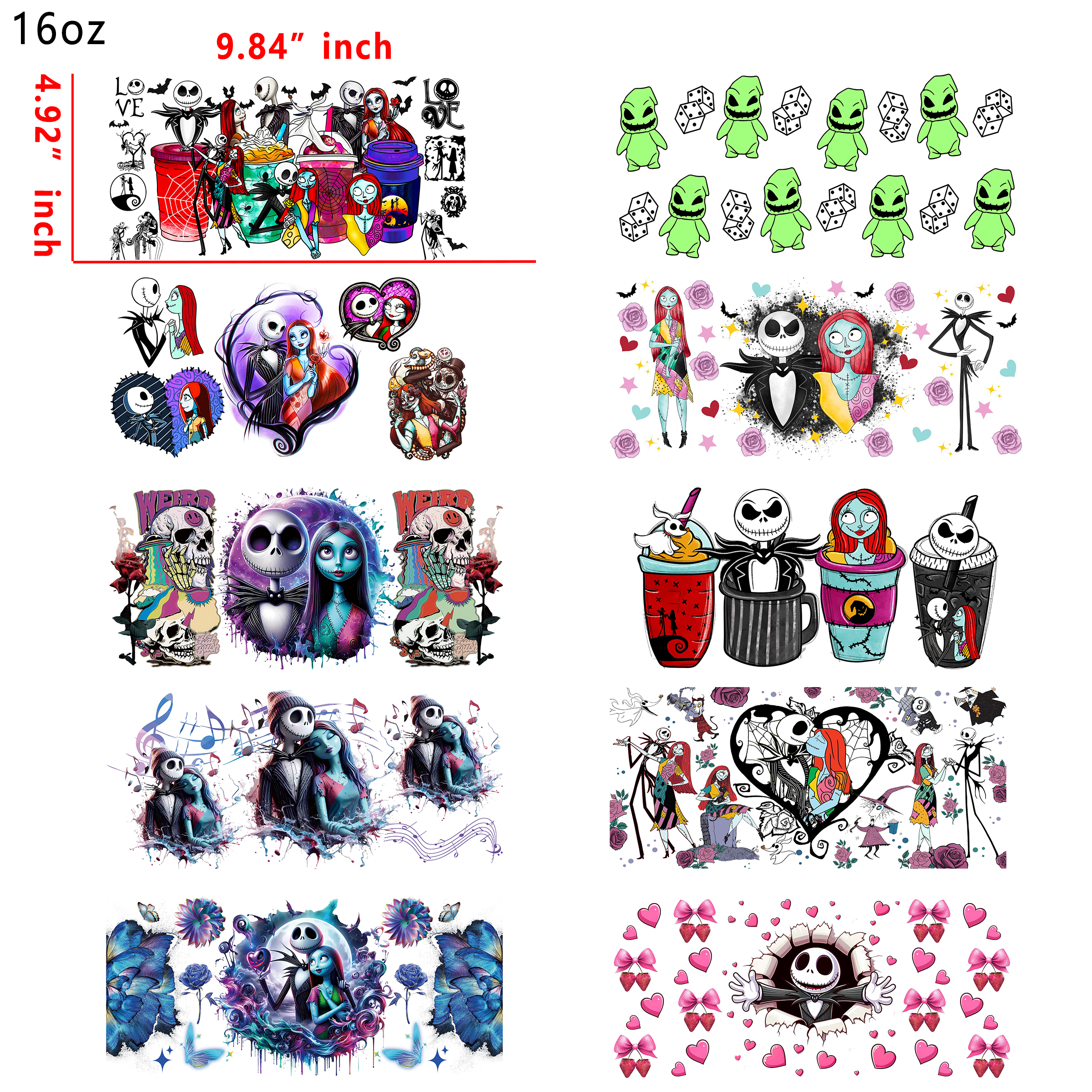 20 PCS NBC Movies Horror UV DTF Cup wraps 16OZ tumbler water proof