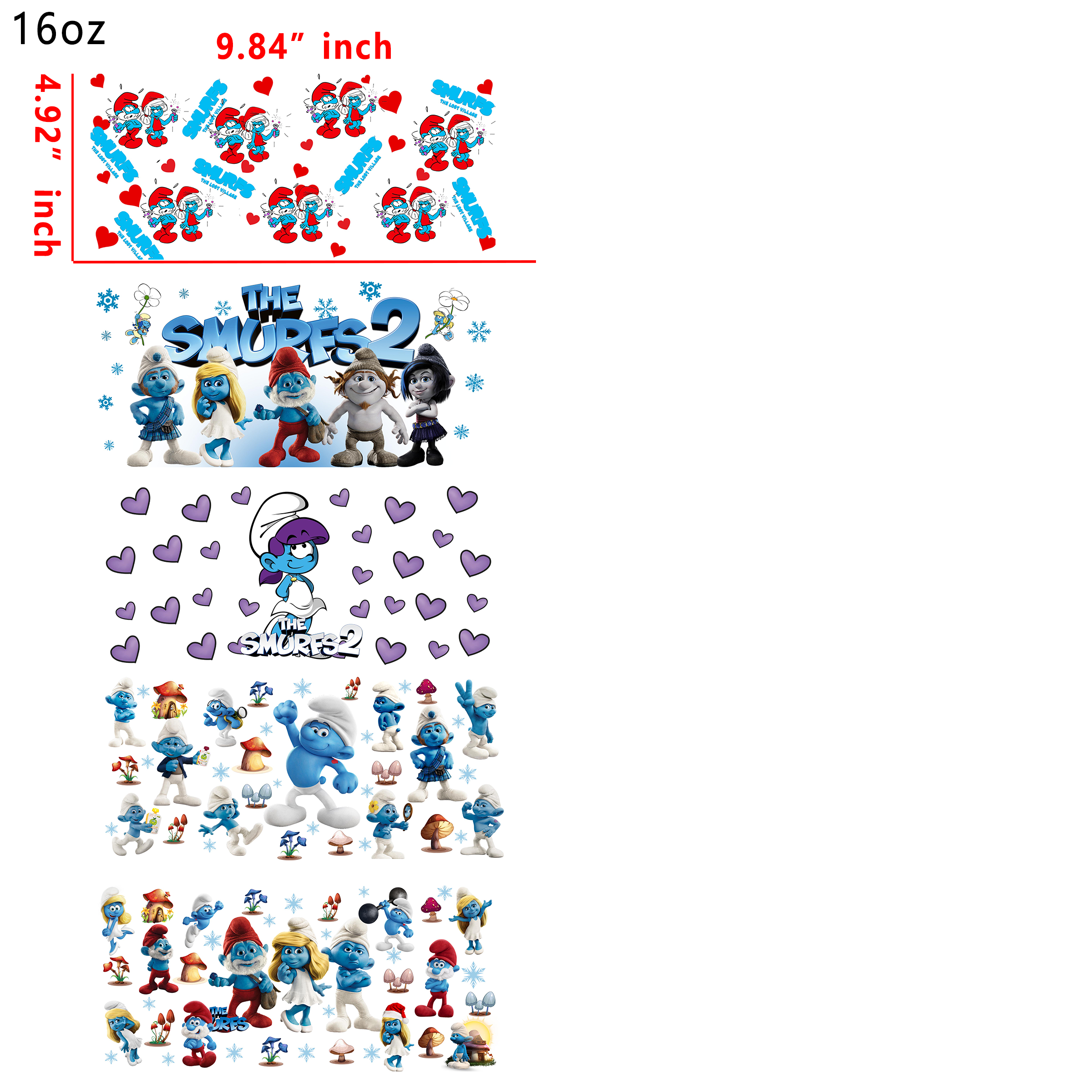 20 PCS Smurfs Powerpuff Girl 90s Cartoon UV DTF Cup wraps 16OZ tumbler water proof