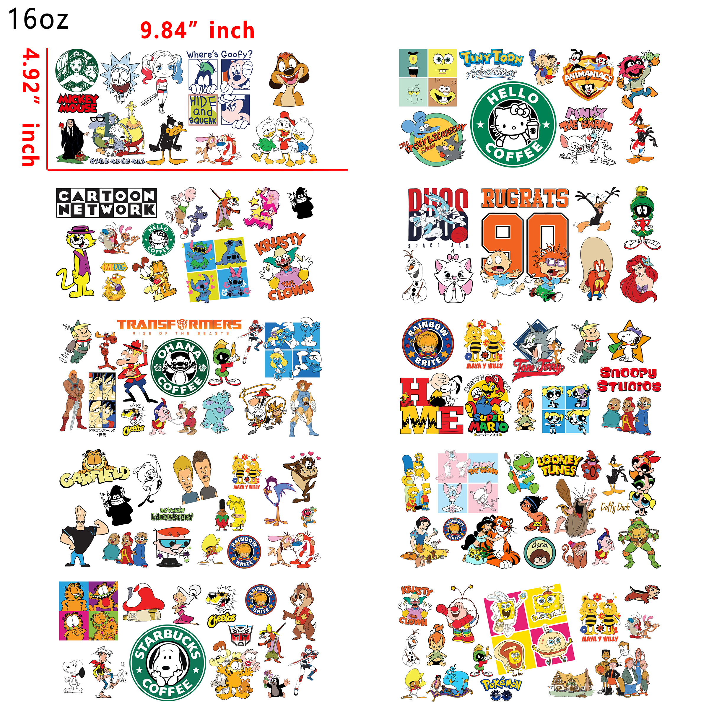 20 PCS Toy Story Disney Cartoon Mixed UV DTF Cup wraps 16OZ tumbler water proof
