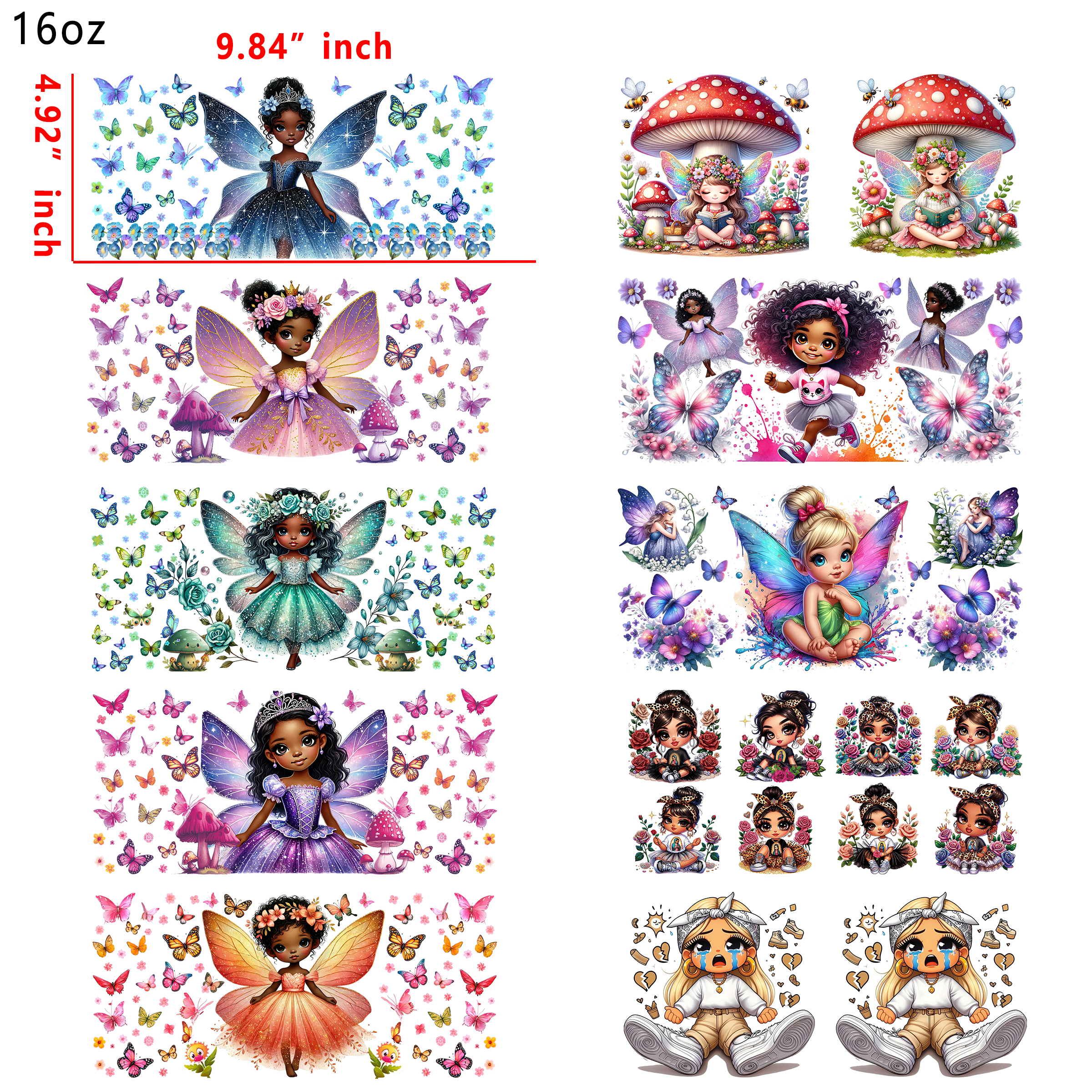 20 PCS Cute Baby Girl UV DTF Cup wraps 16OZ tumbler water proof