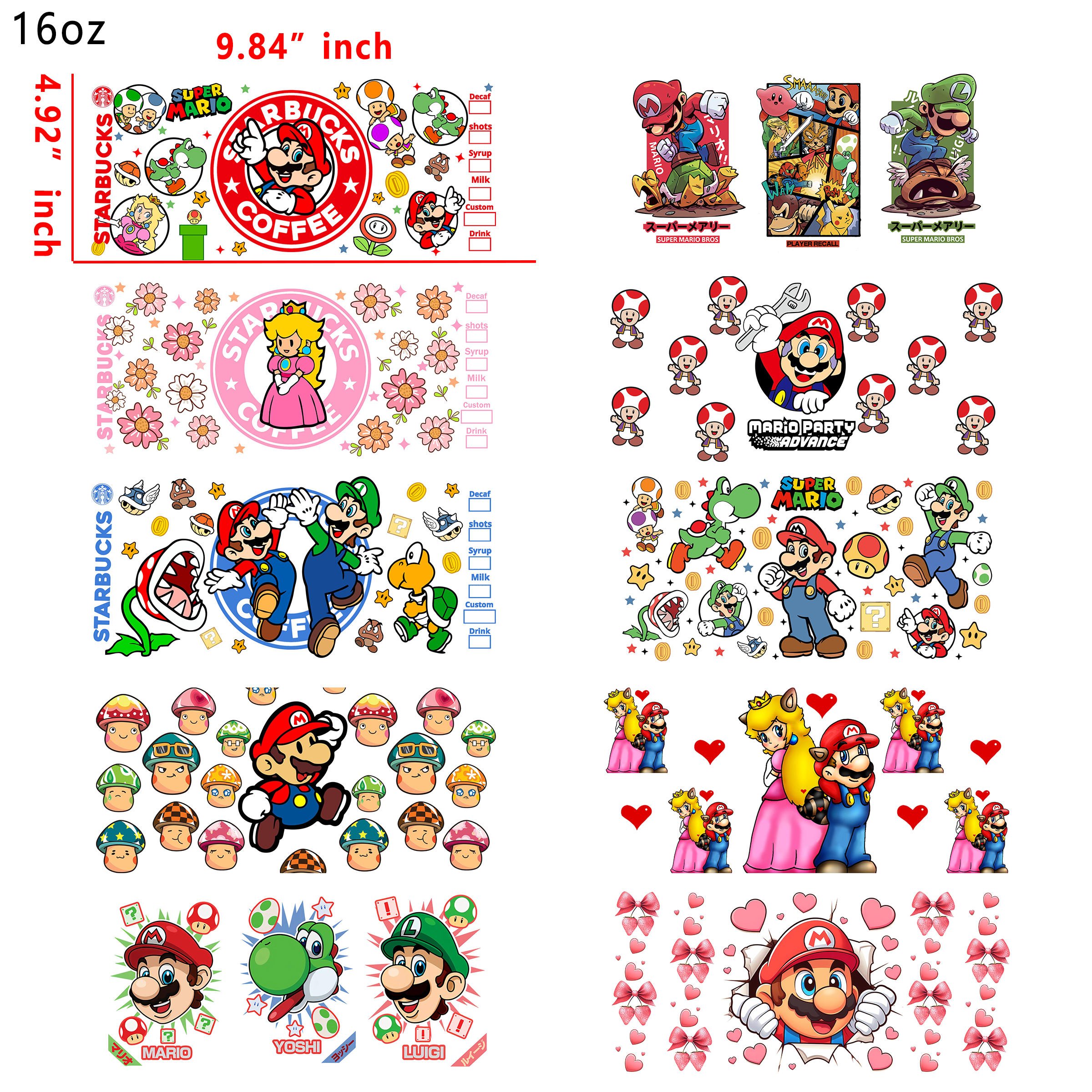 10 PCS Stitch Disney UV DTF Cup wraps 16OZ tumbler water proof