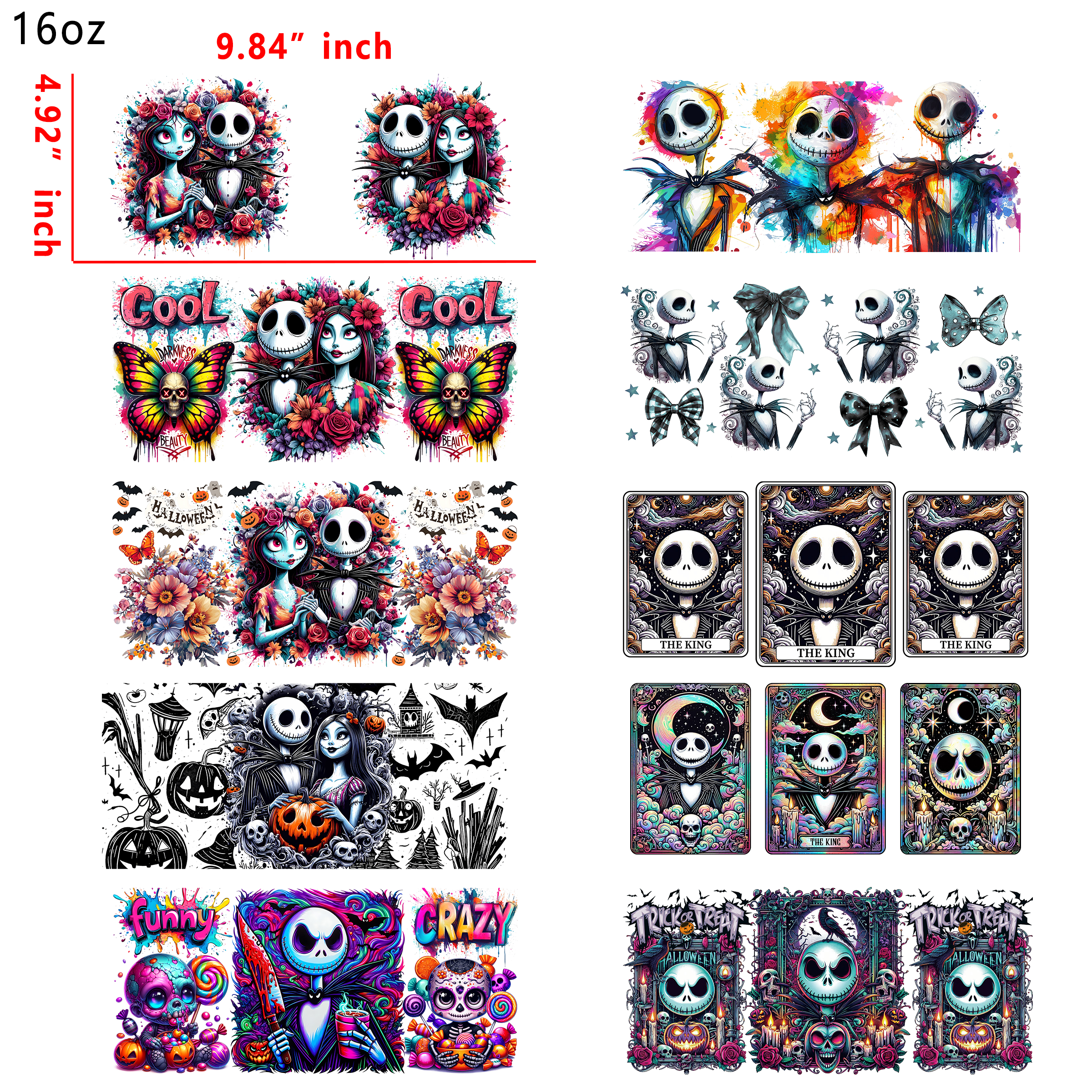 (U31) 20 PCS NBC Horror DTF Cup wraps 16OZ tumbler water proof