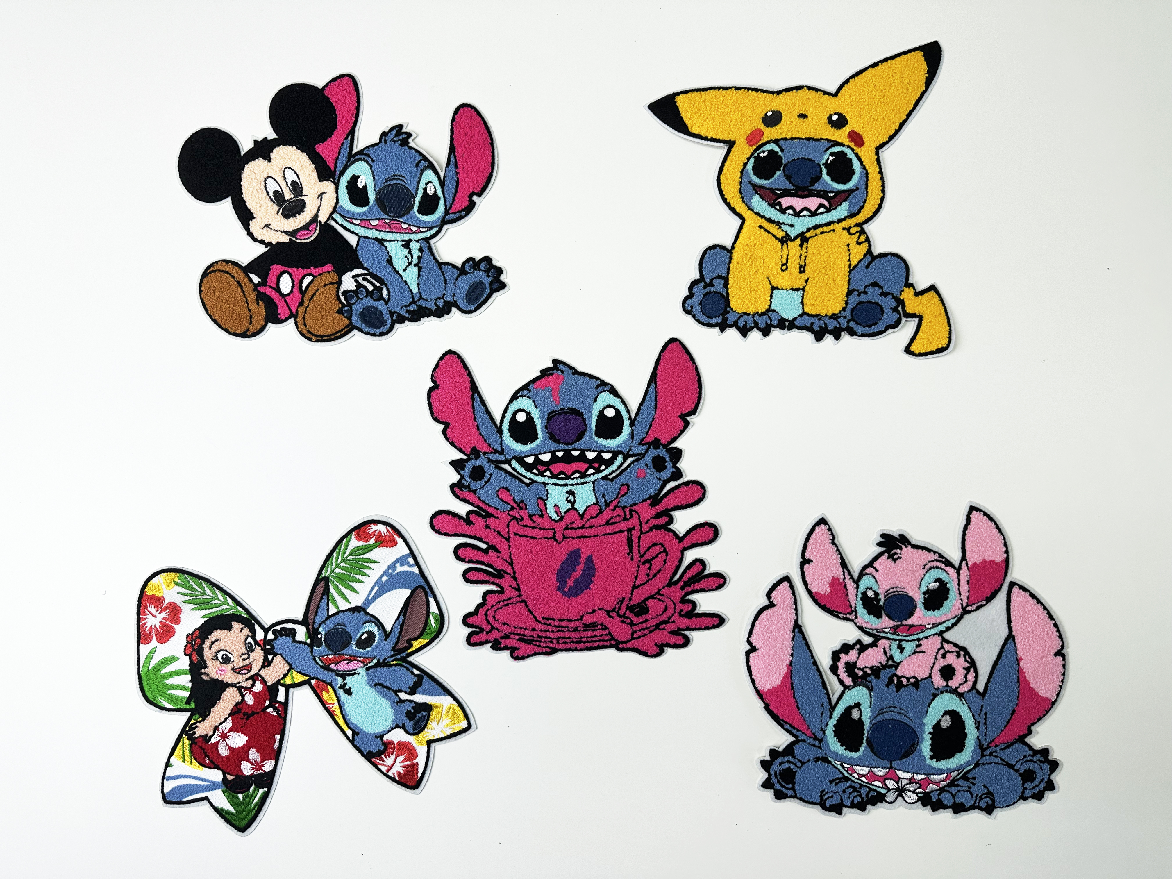 5 PCS Stitch Disney Patches DTF heat transfer vinyl for T-shirt hoodies fabrics