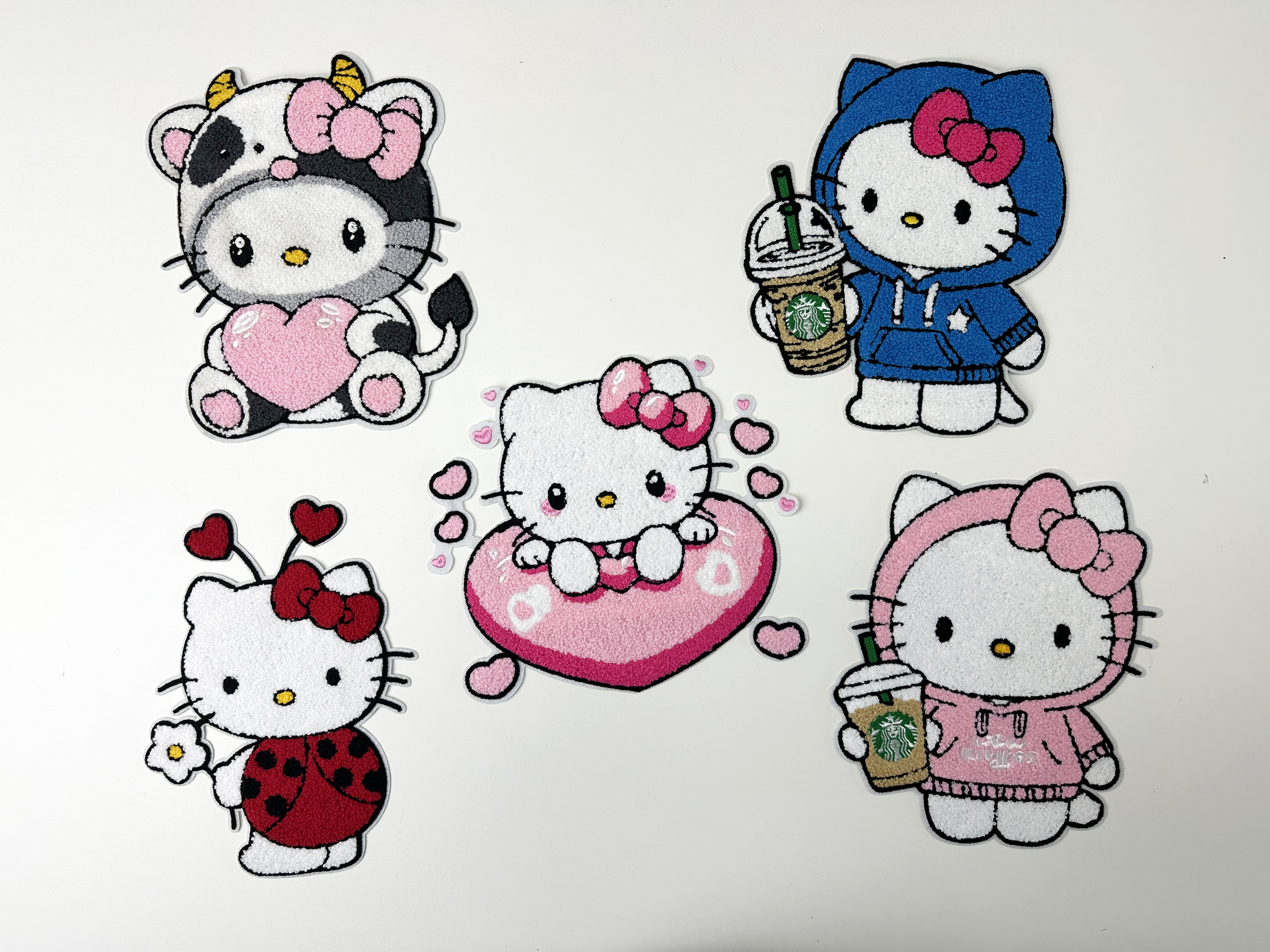 5 PCS Hello Kitty Sanrio Patches DTF heat transfer vinyl for T-shirt hoodies fabrics