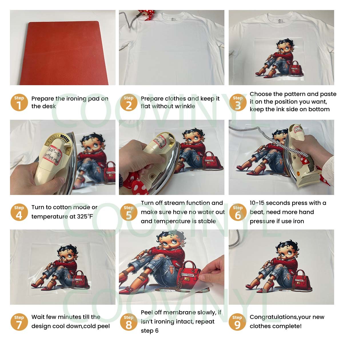 5 PCS Carebear Cartoon chenille Patches iron on  heat transfer  for T-shirt hoodies fabrics