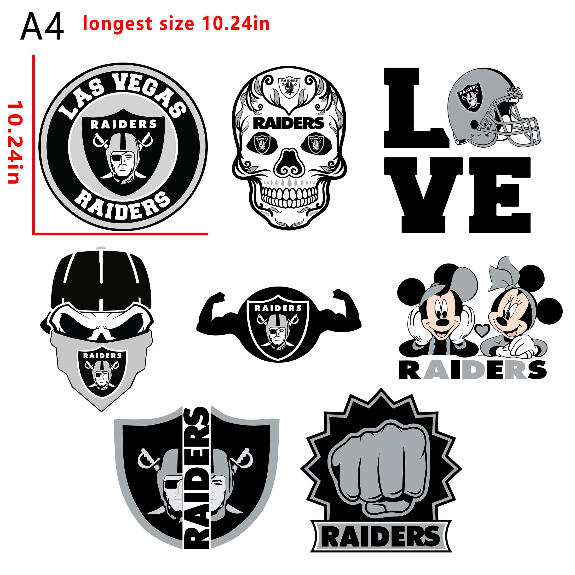 (N11) NFL Raiders football team bundle DTF heat transfer vinyl for T-shirt hoodies