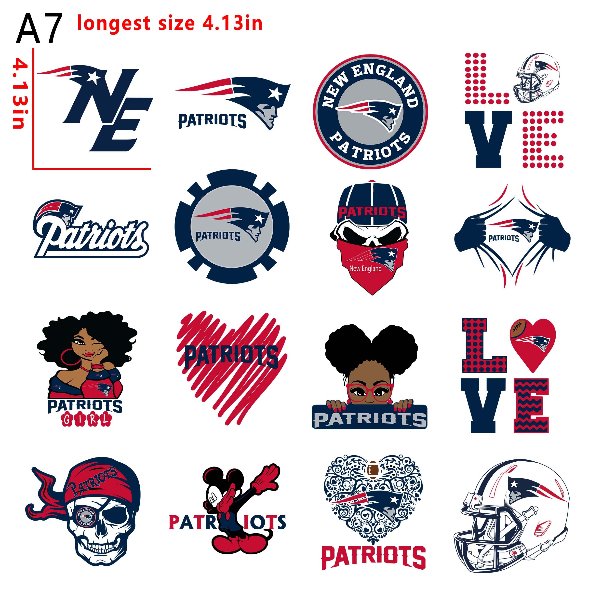 (N13) NFL Patriots football team bundle DTF heat transfer vinyl for T-shirt hoodies