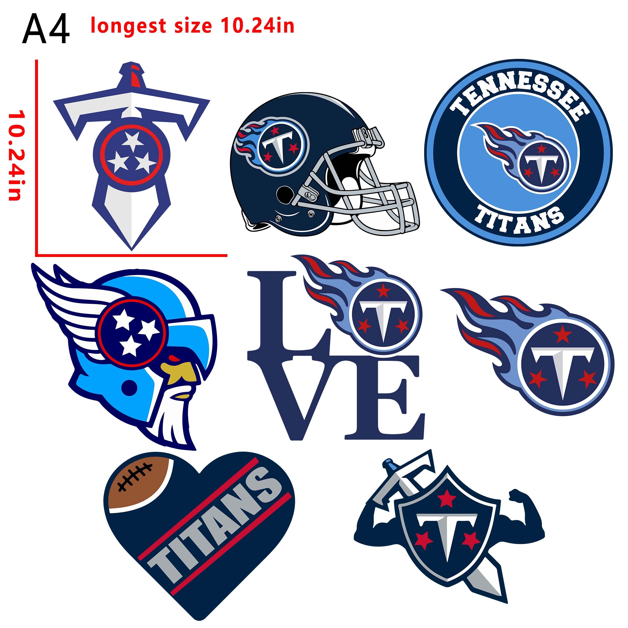 (N17) NFL Titans football team bundle DTF heat transfer vinyl for T-shirt hoodies