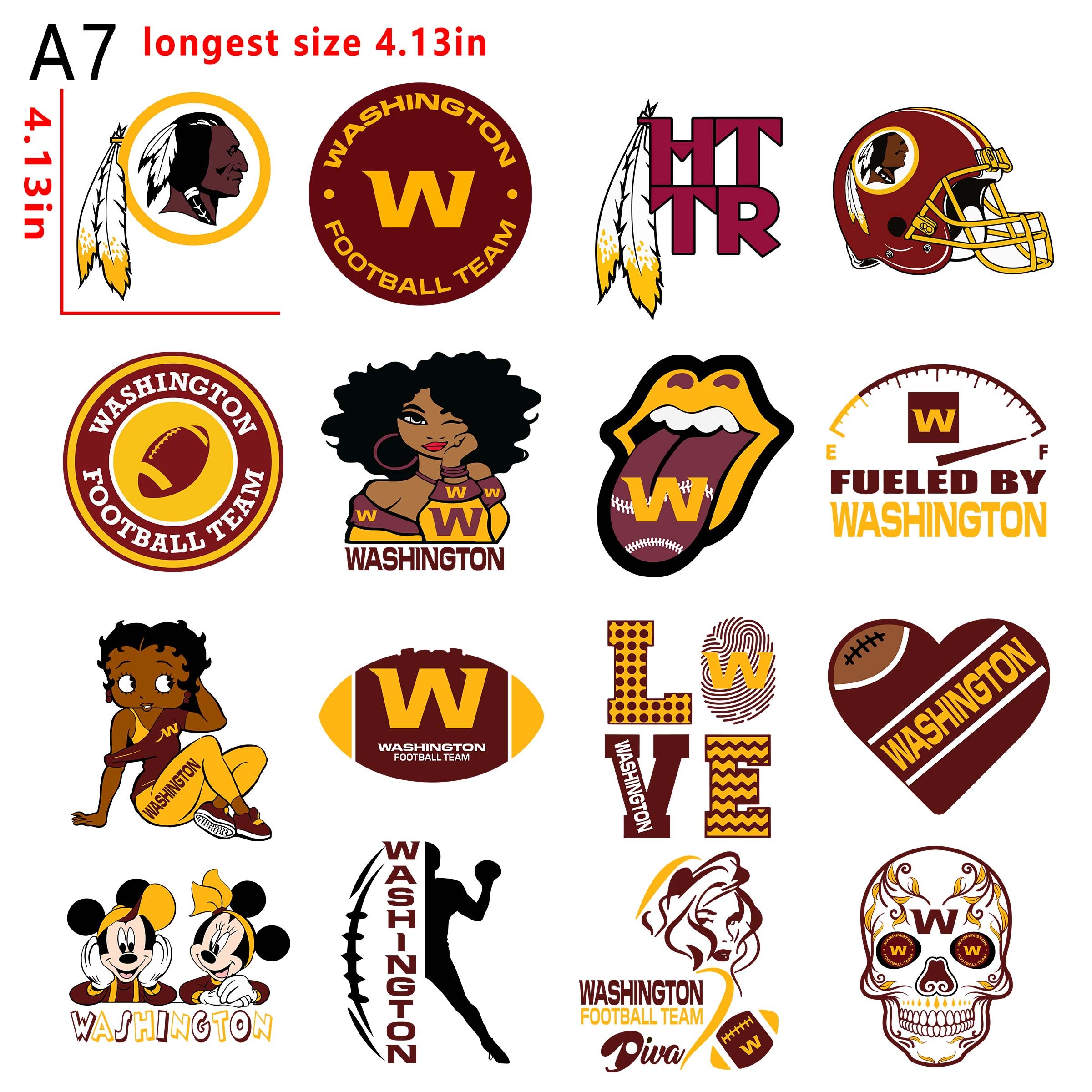 (N18) NFL Washington Redskins team bundle DTF heat transfer vinyl for T-shirt hoodies
