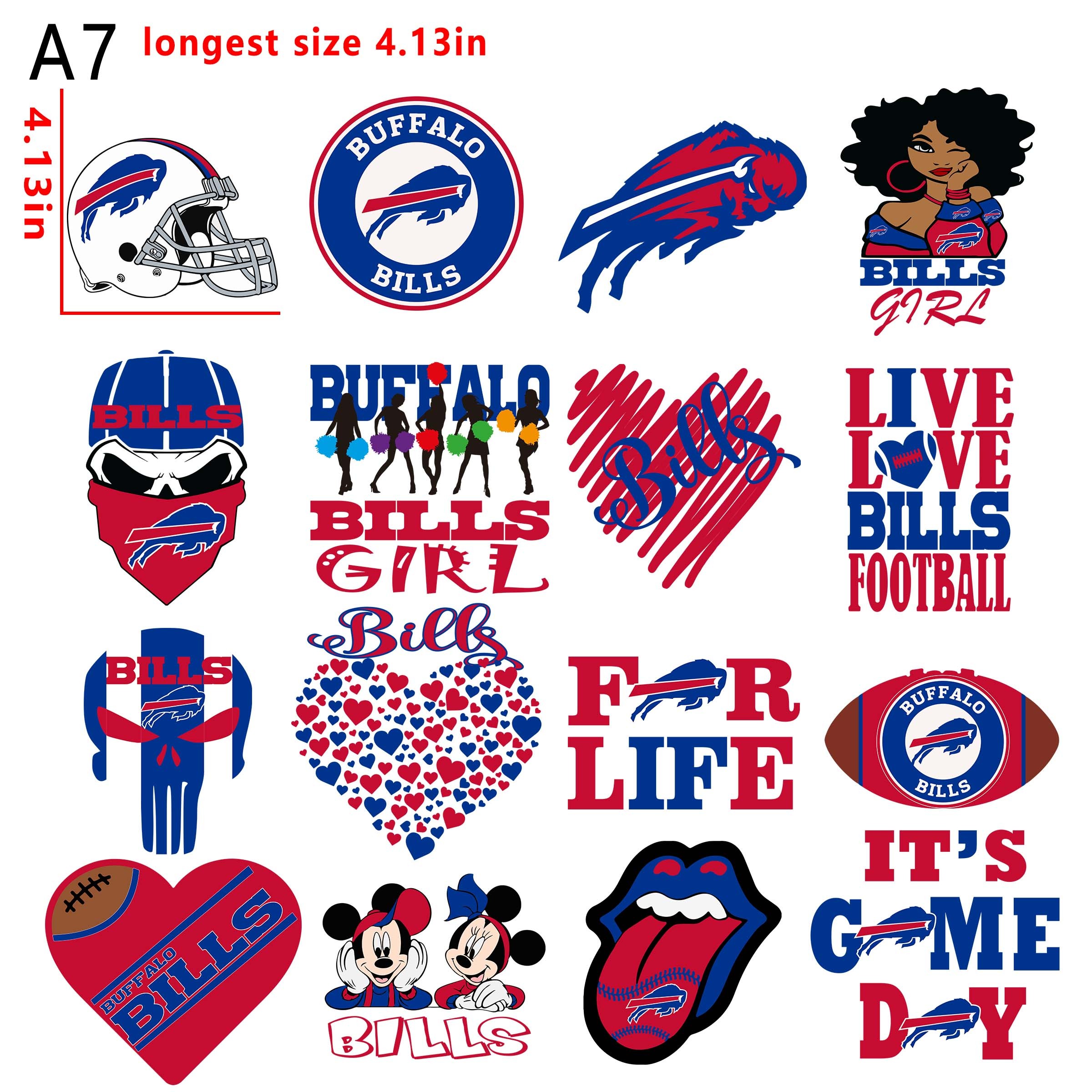 (N19) NFL Bills Redskins bundle DTF heat transfer vinyl for T-shirt hoodies