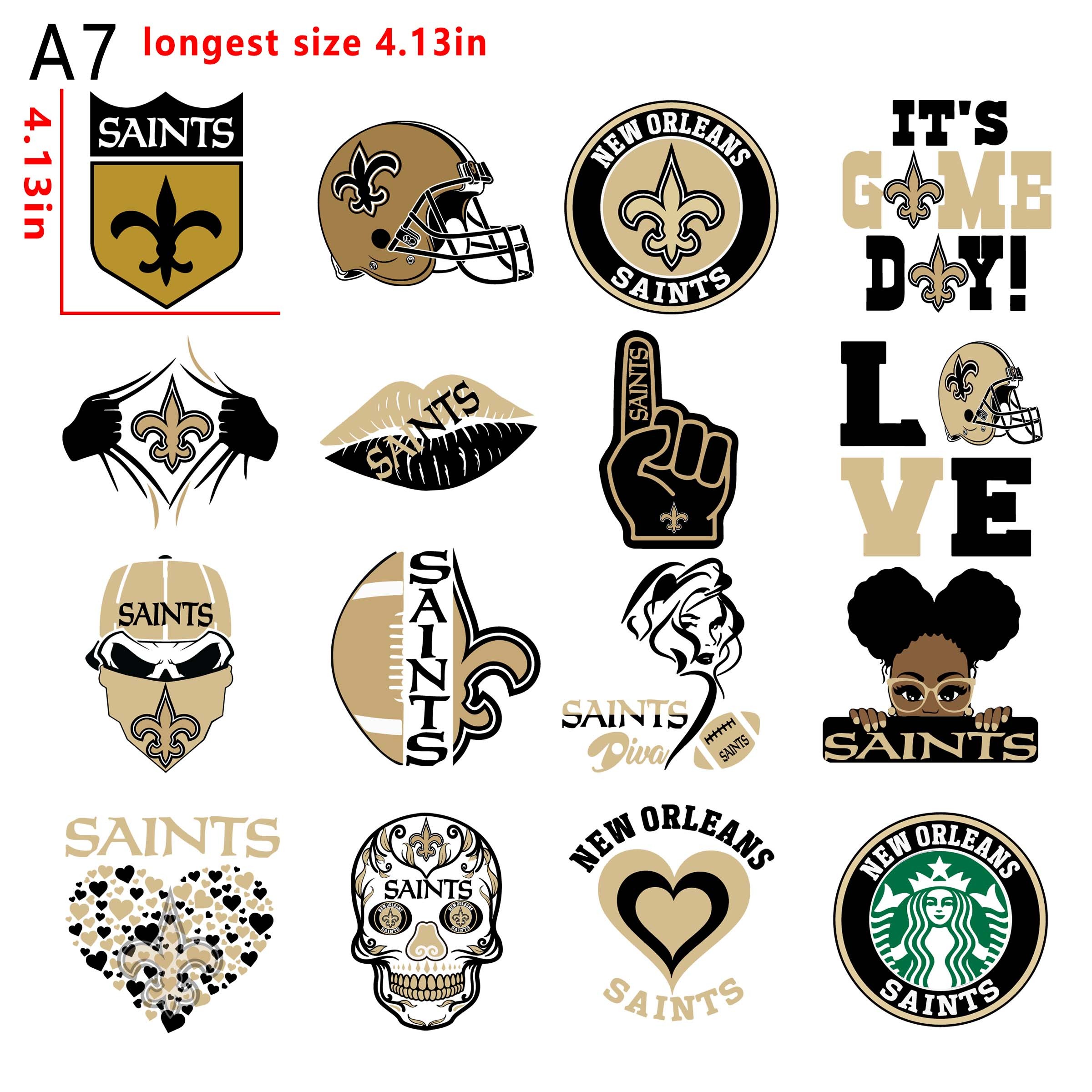 (N47) NFL New Orleans Saints bundle DTF heat transfer vinyl for T-shirt hoodies