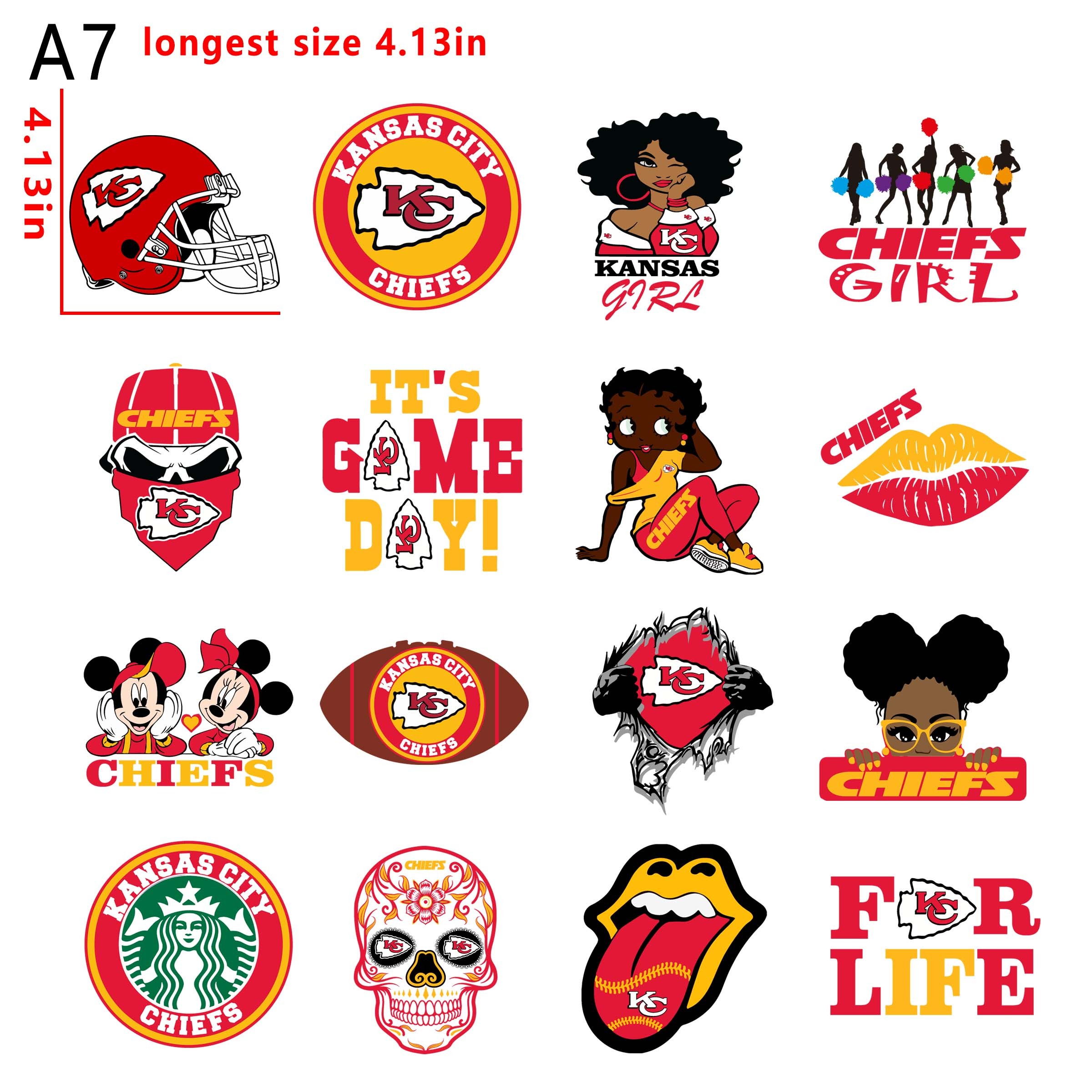 (N9) NFL Chiefs football team bundle DTF heat transfer vinyl for T-shirt hoodies