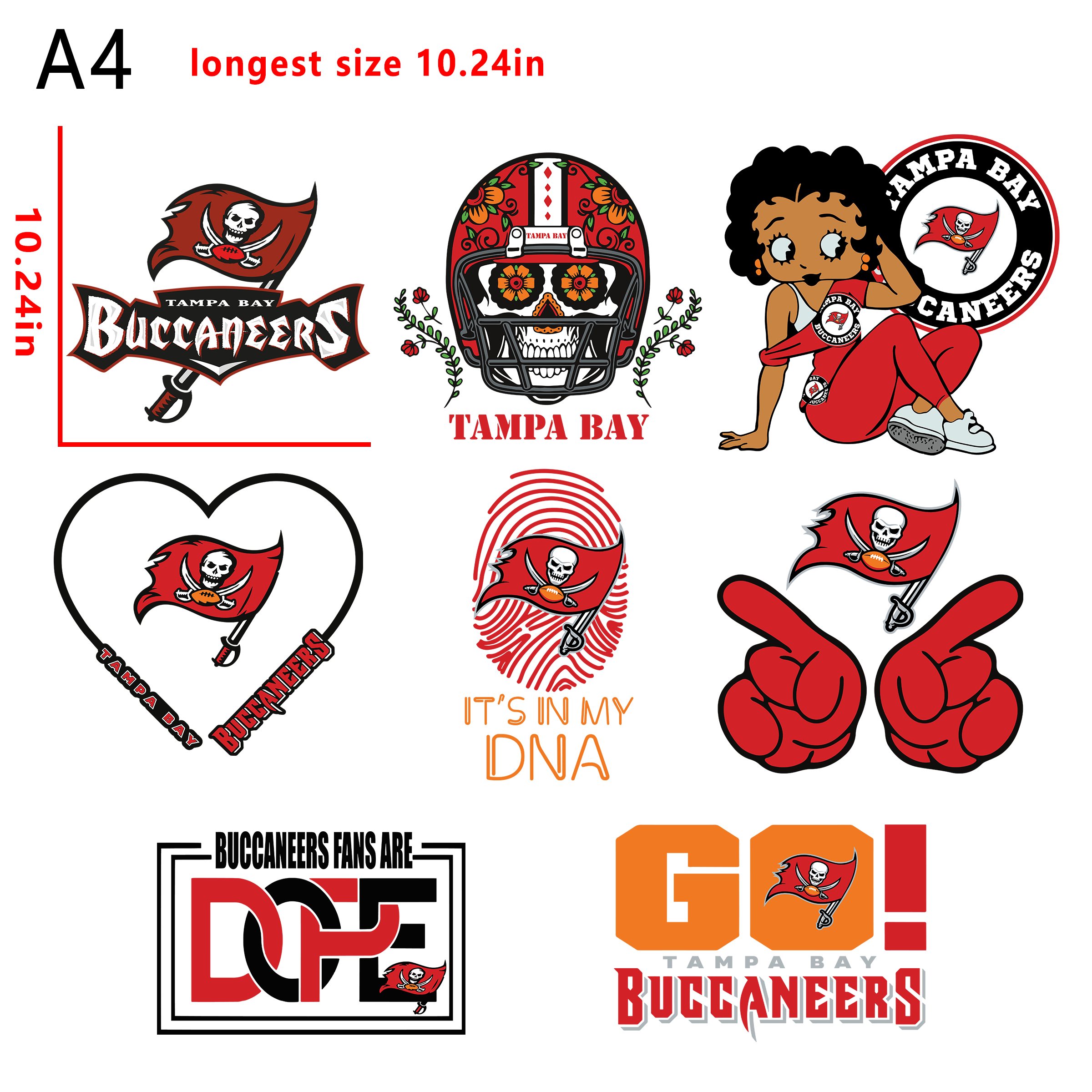NFL Tempa Bay football bundle DTF heat transfer vinyl for T-shirt hoodies