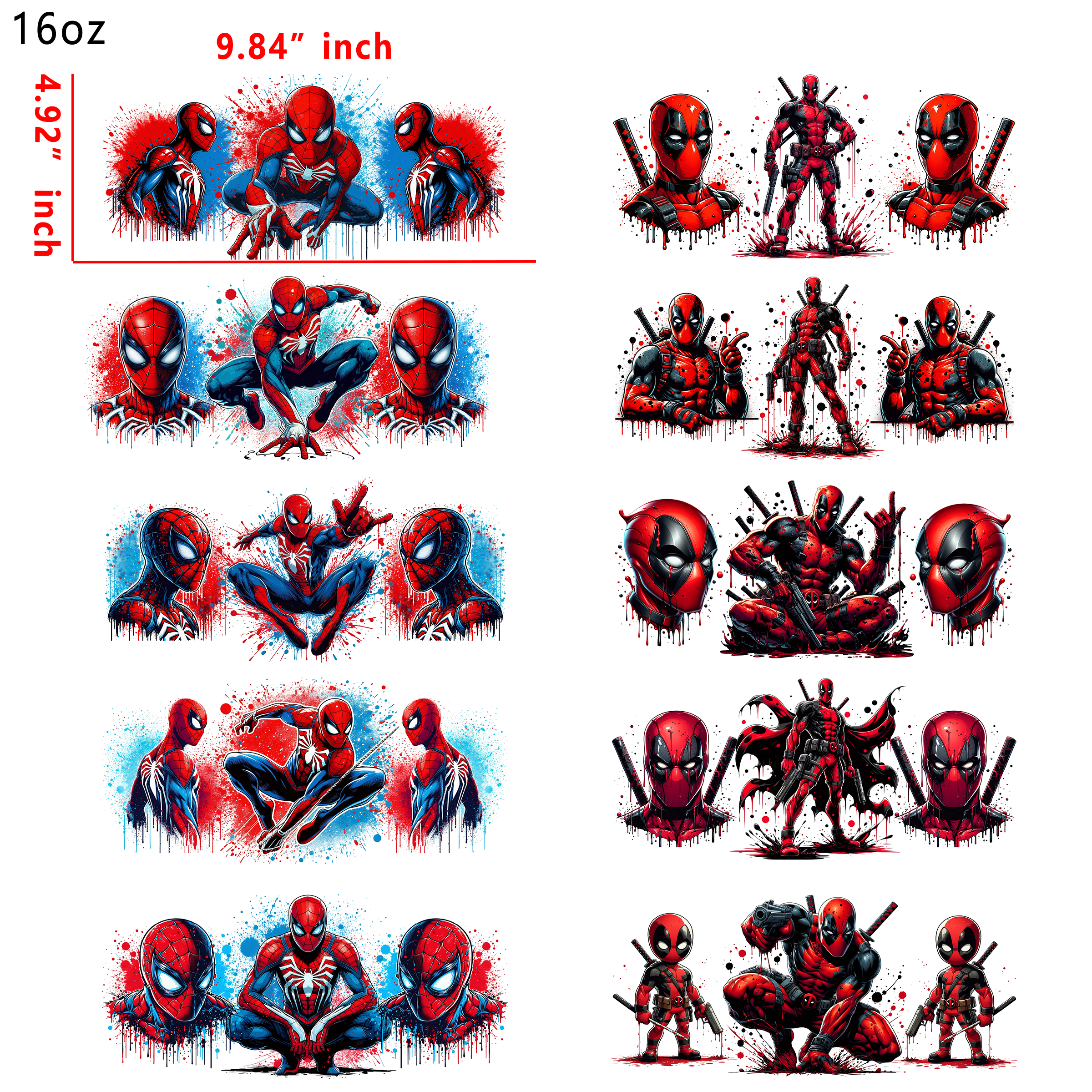20 PCS Marvel Hero Cup wraps 16OZ tumbler water proof