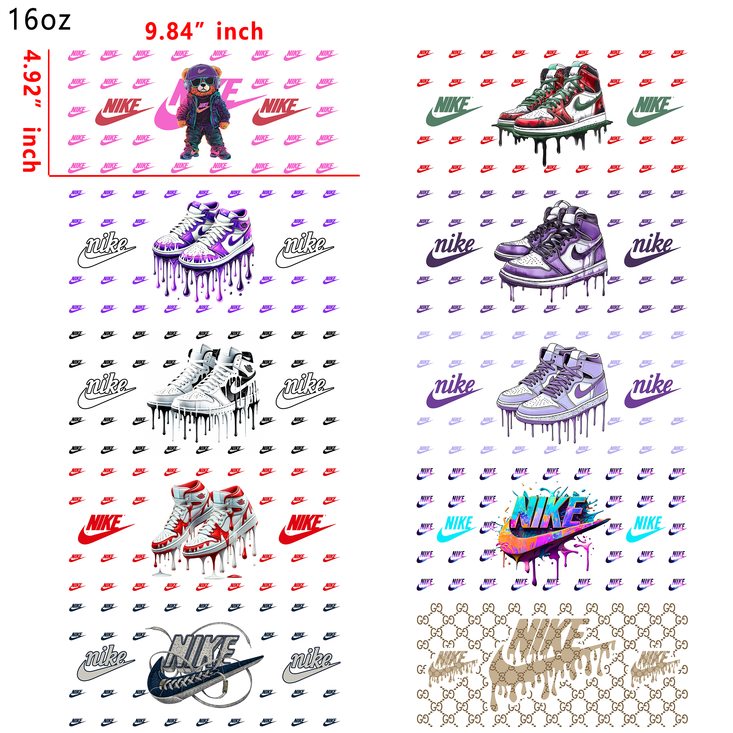 20 PCS Nike Sneaker Cup wraps 16OZ tumbler water proof