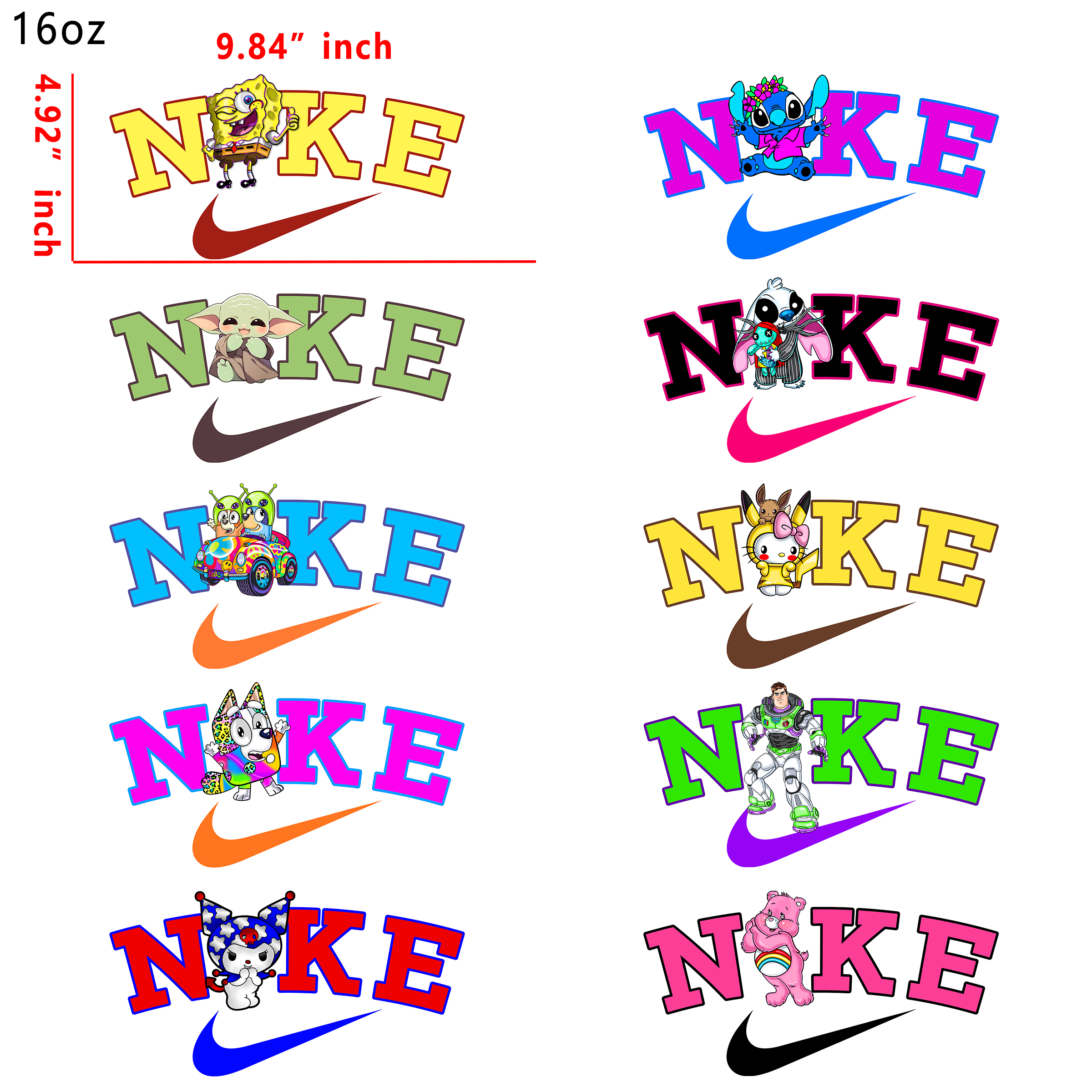 20 PCS Nike Designer team Cup wraps 16OZ tumbler water proof